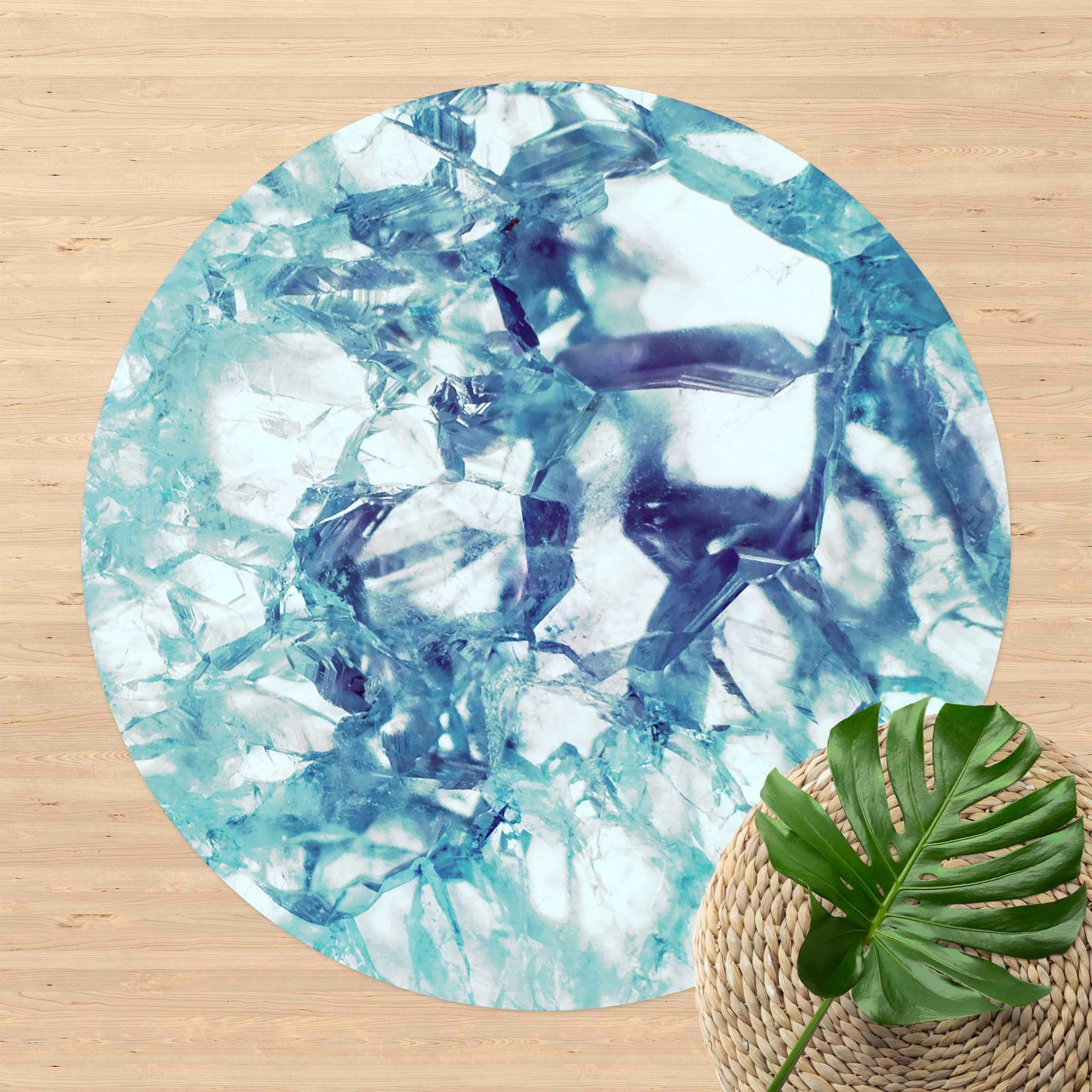 Runder Vinyl-Teppich Kristall Blau