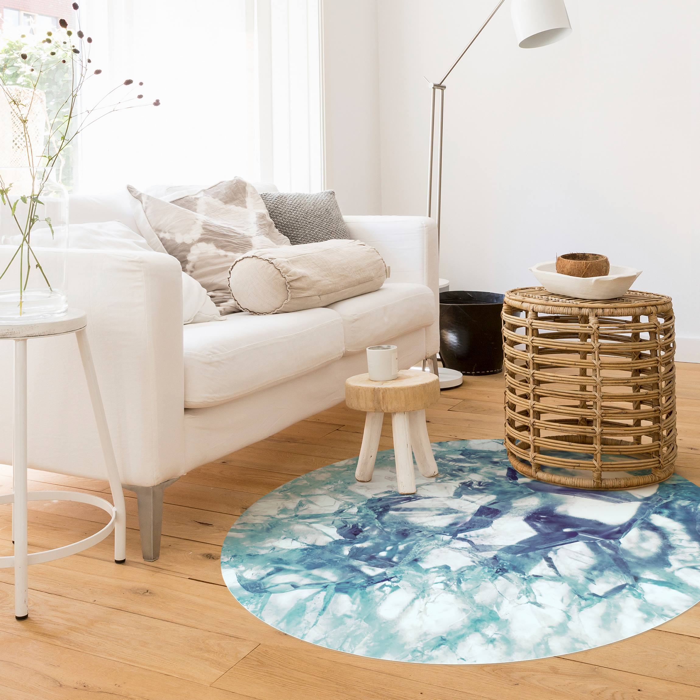 Runder Vinyl-Teppich Kristall Blau