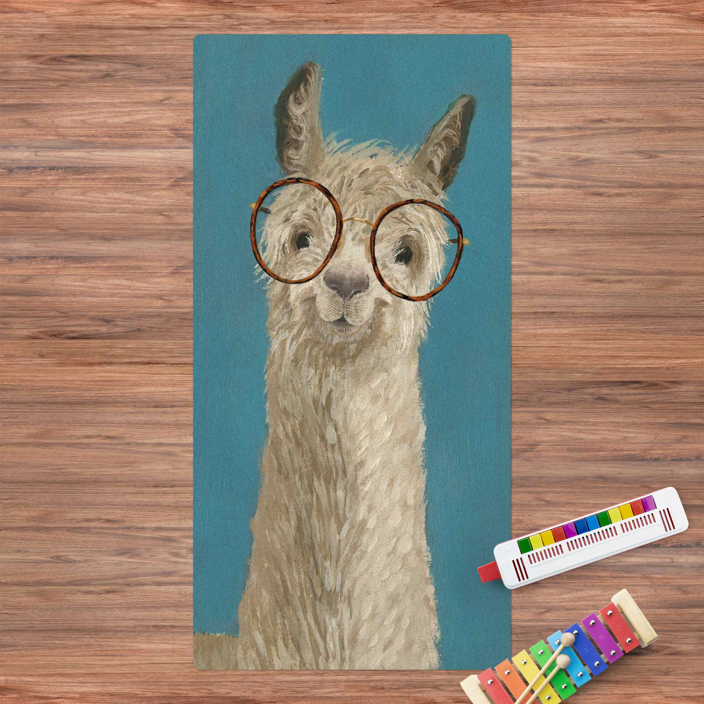 Kork-Teppich Lama mit Brille I