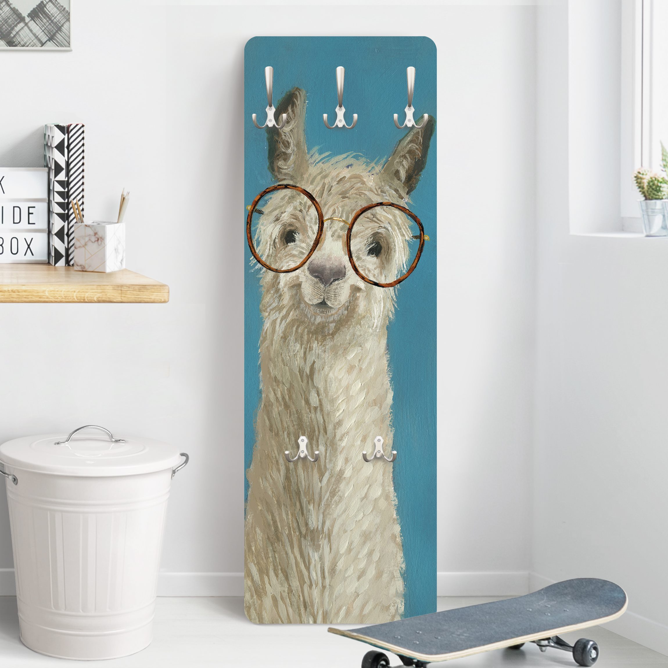 Wandgarderobe Holzpaneel Lama mit Brille I