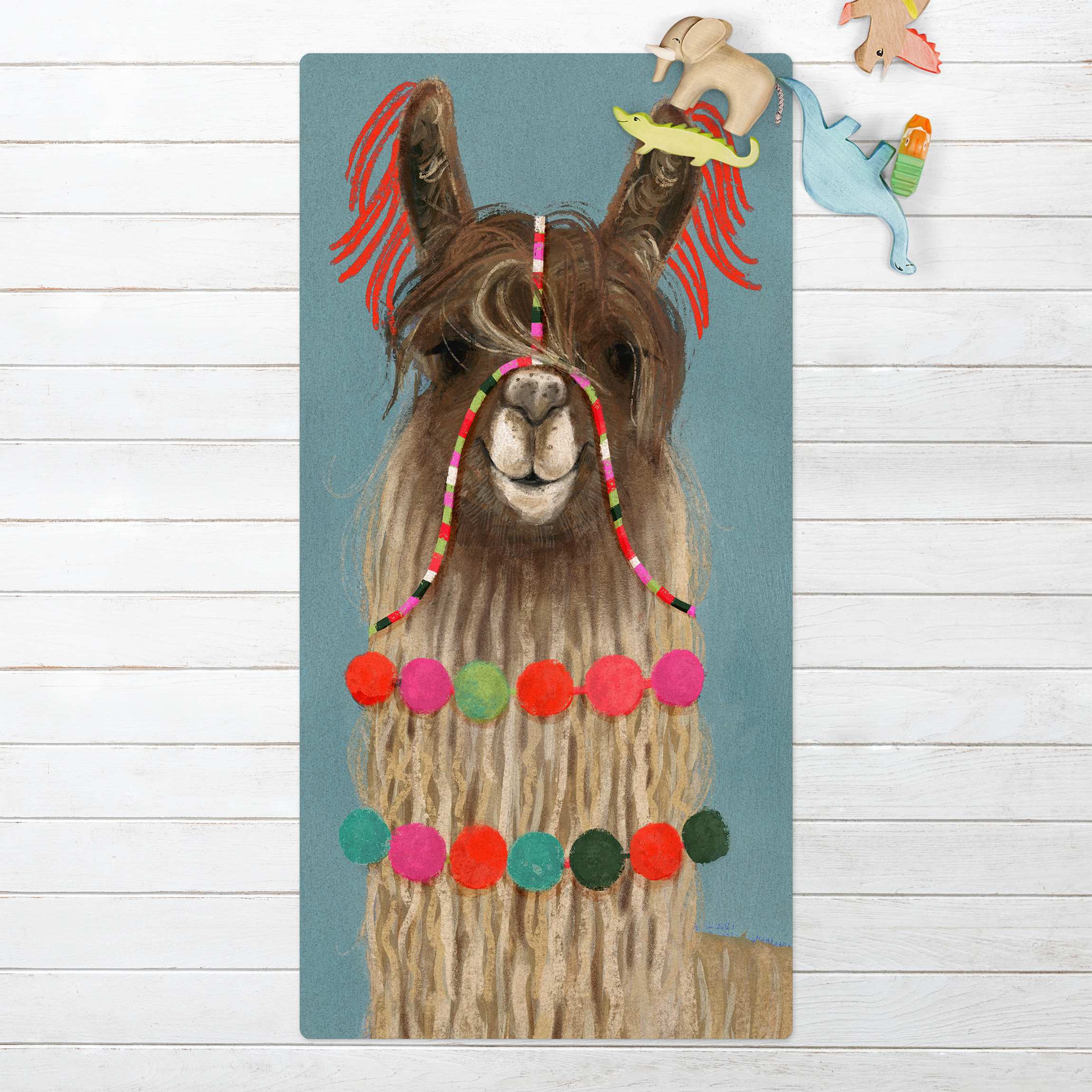 Kork-Teppich Lama mit Schmuck I