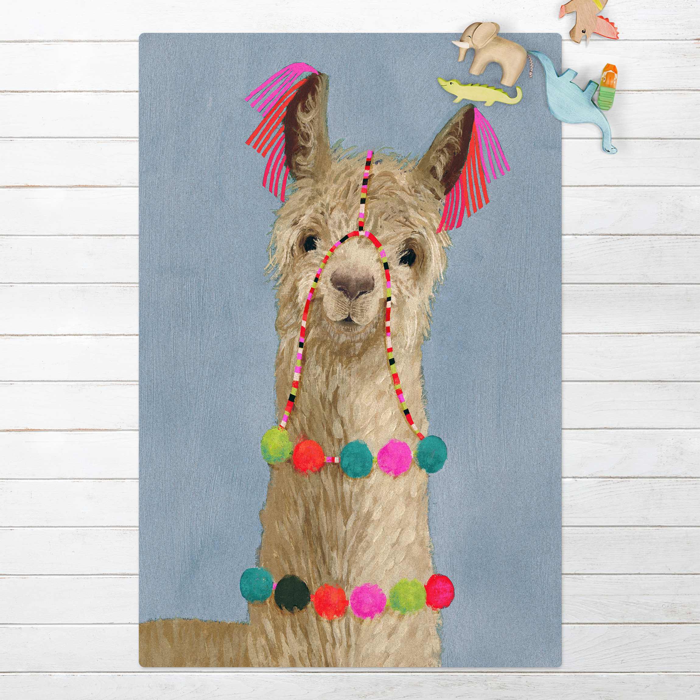 Kork-Teppich Lama mit Schmuck IV