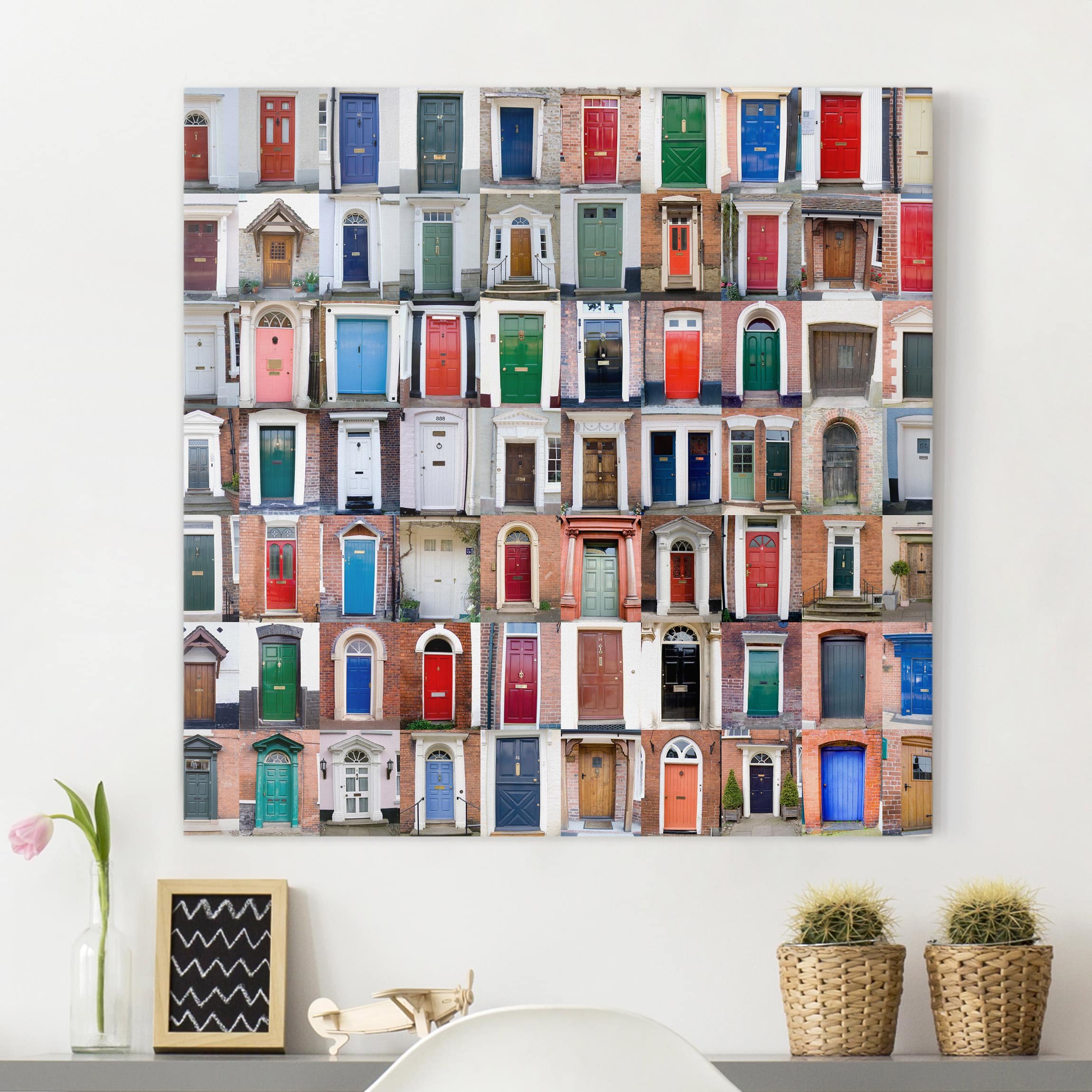 Leinwandbild - Quadrat 100 Türen