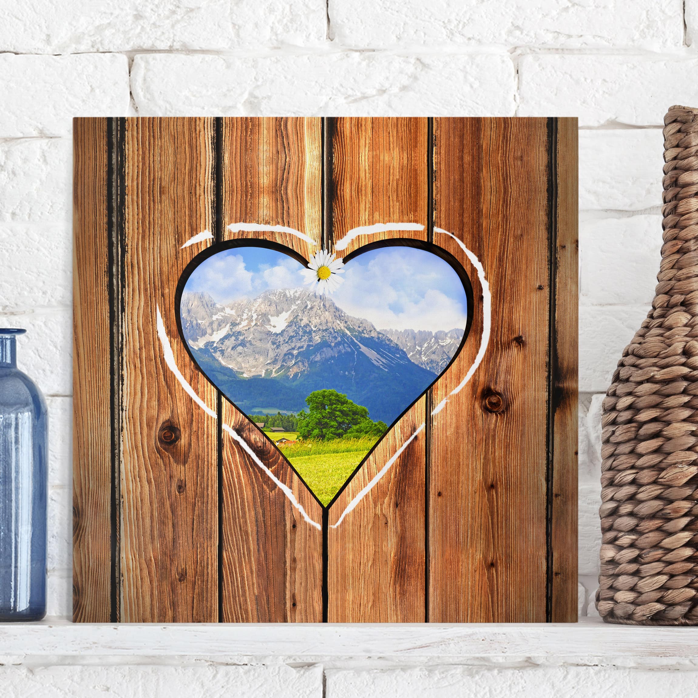 Leinwandbild - Quadrat Almhütten