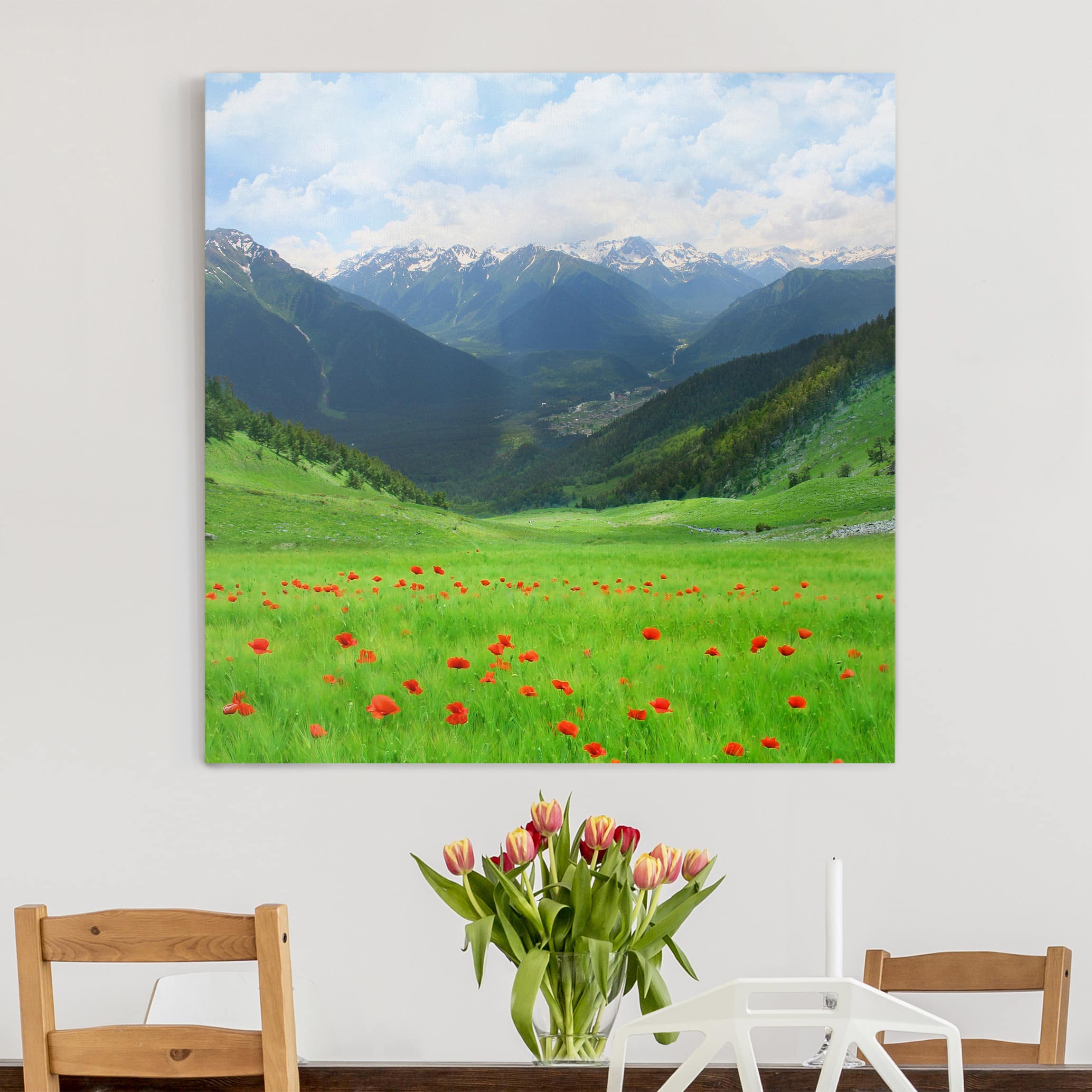 Leinwandbild - Quadrat Alpenwiese