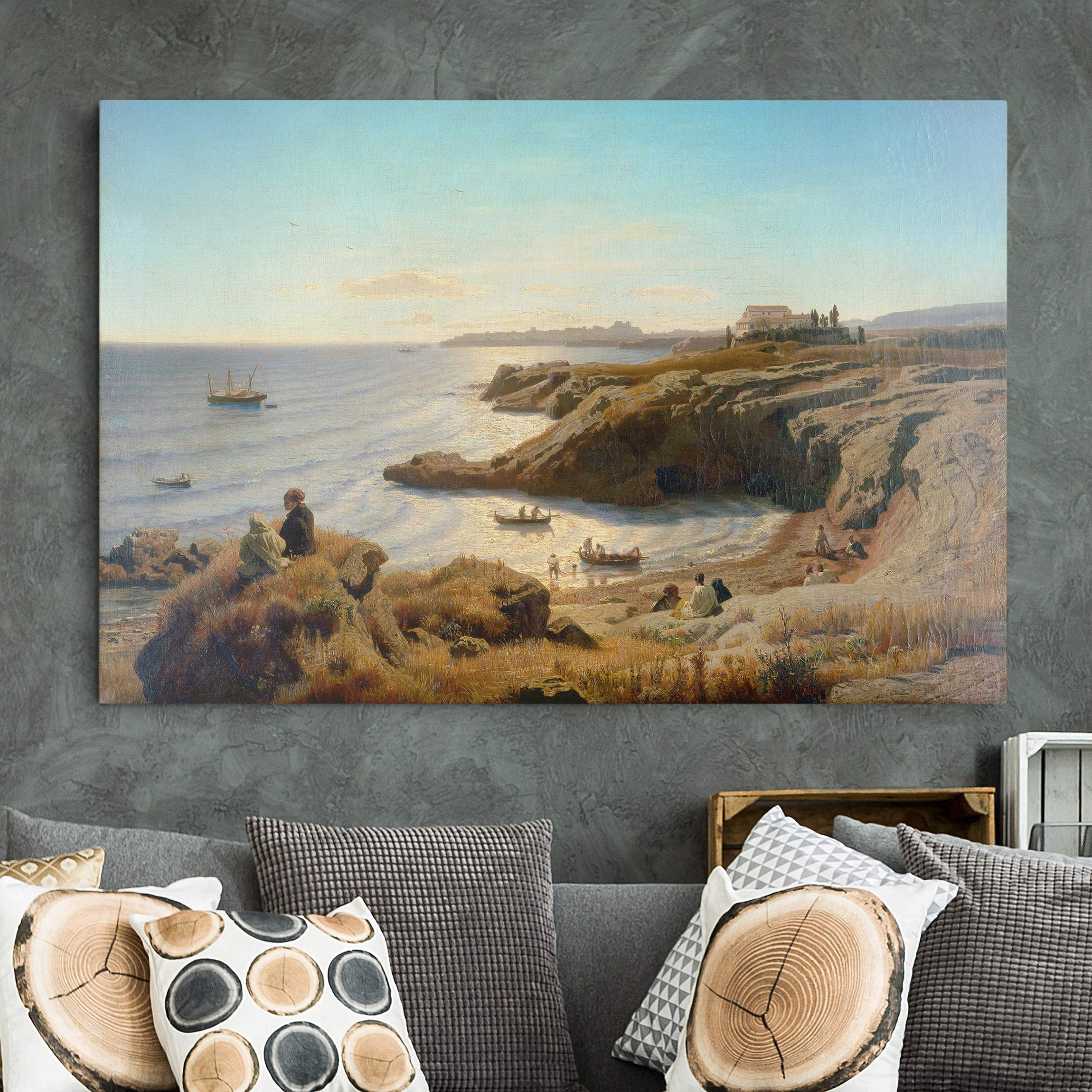 Leinwandbild - Querformat Andreas Achenbach - Küste bei Syrakus