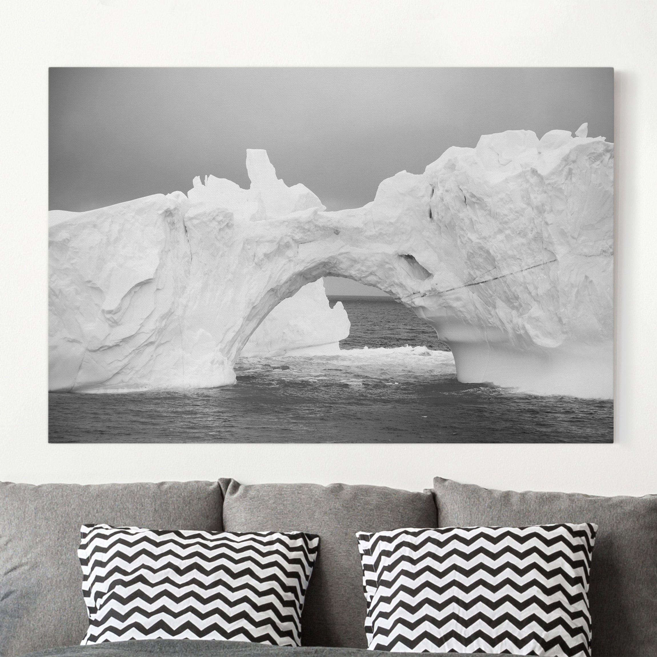 Leinwandbild Schwarz-Weiß - Querformat Antarktischer Eisberg II
