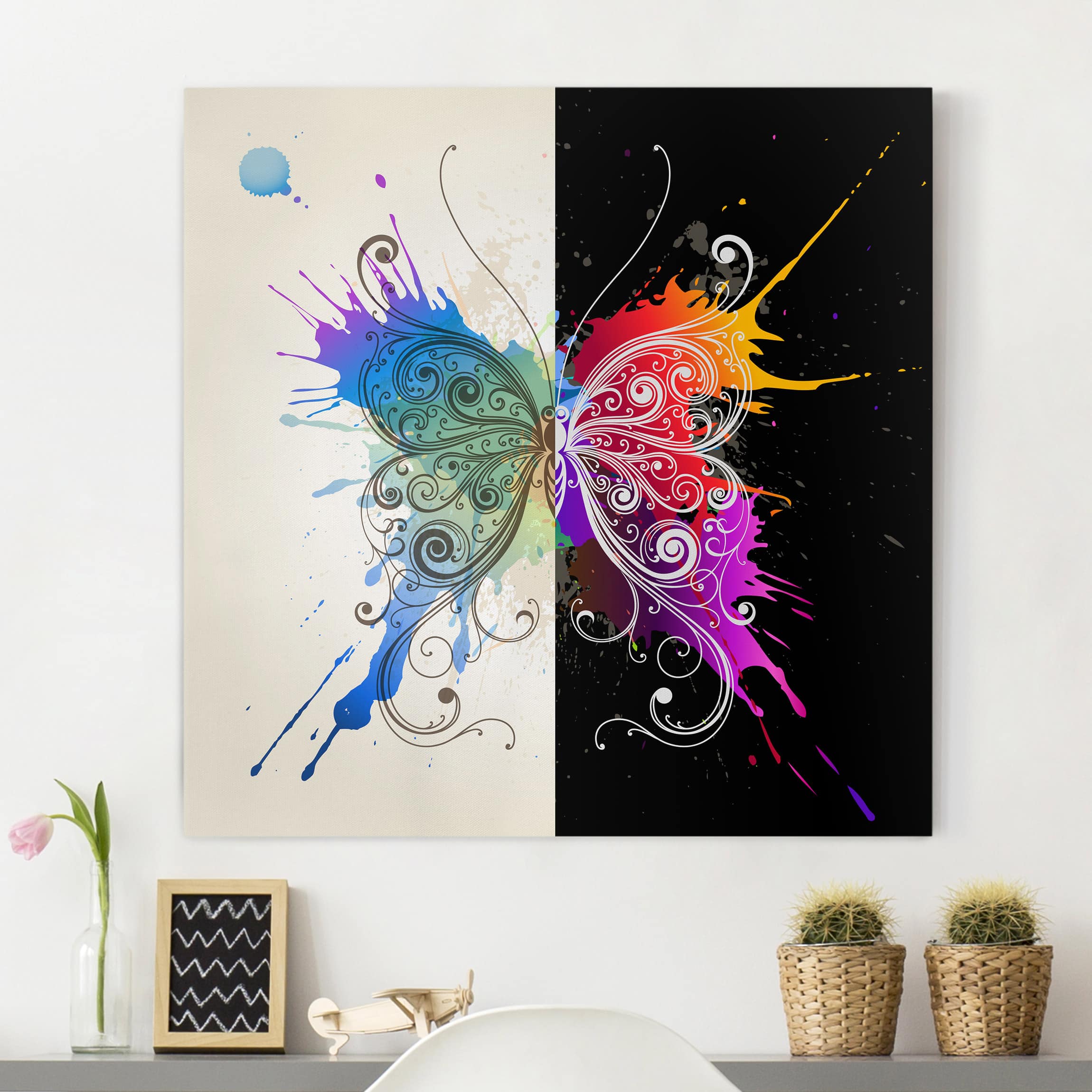 Leinwandbild - Quadrat Aquarell Kontrast