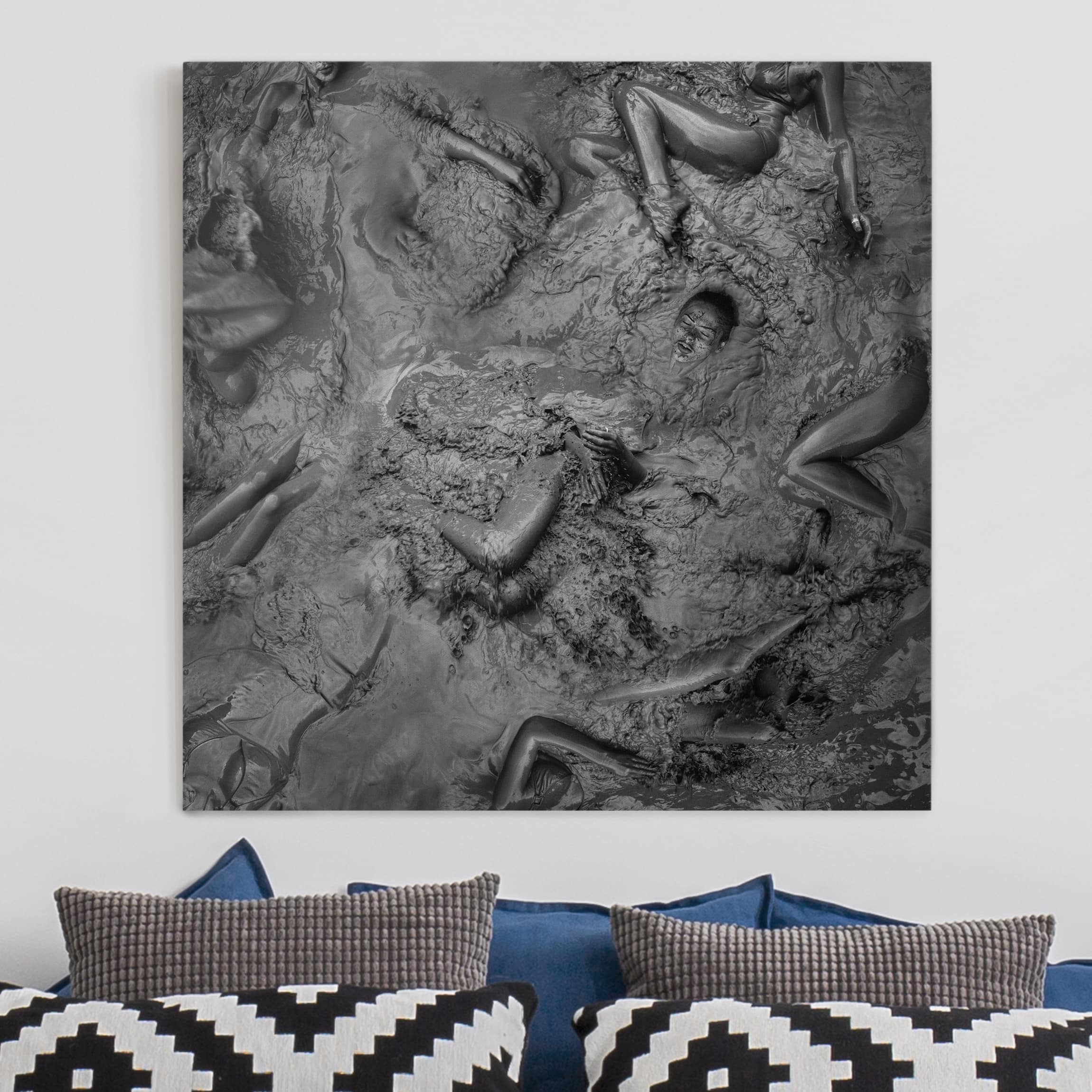 Leinwandbild Schwarz-Weiß Aufwühlendes Bad