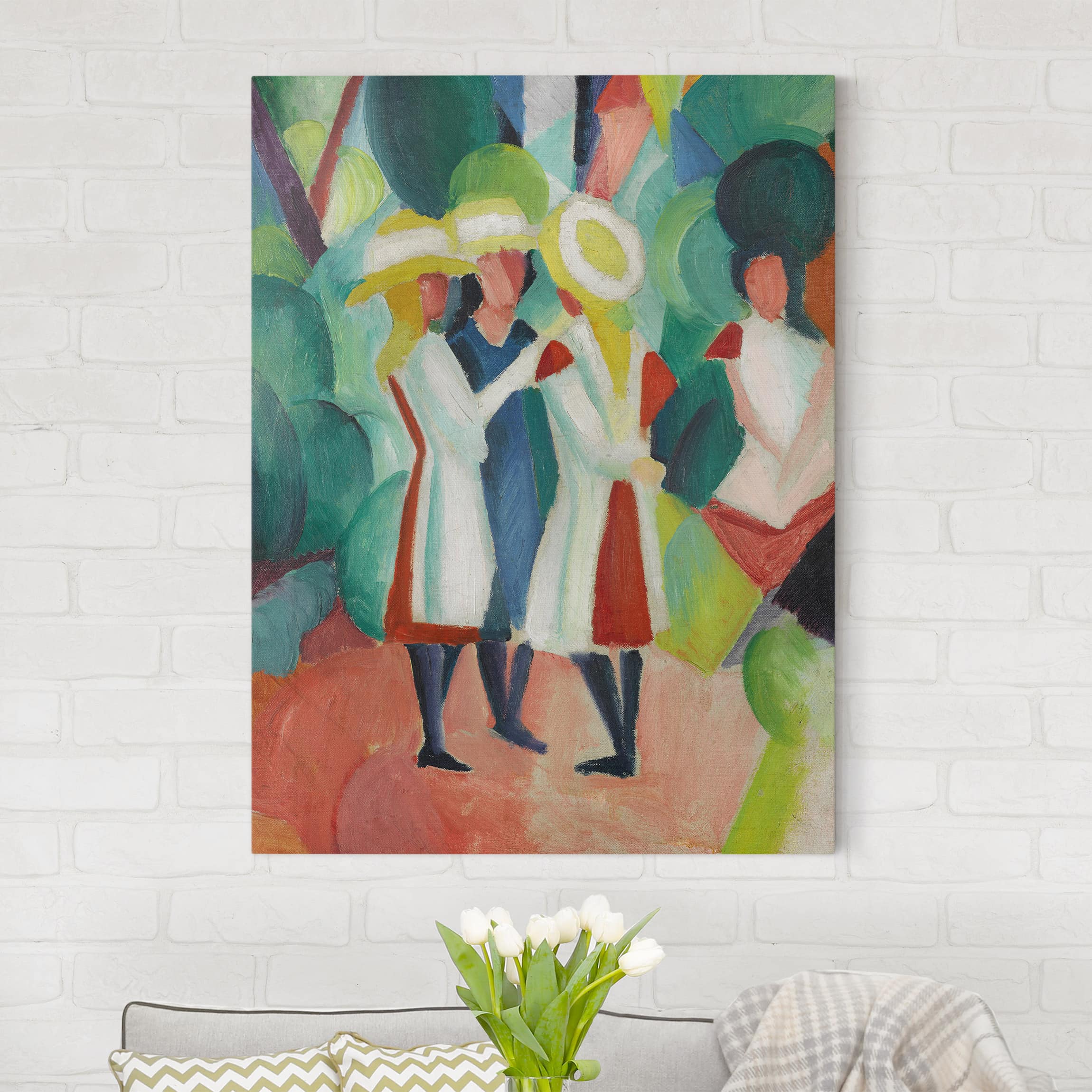 Leinwandbild Kunstdruck August Macke - Drei Mädchen