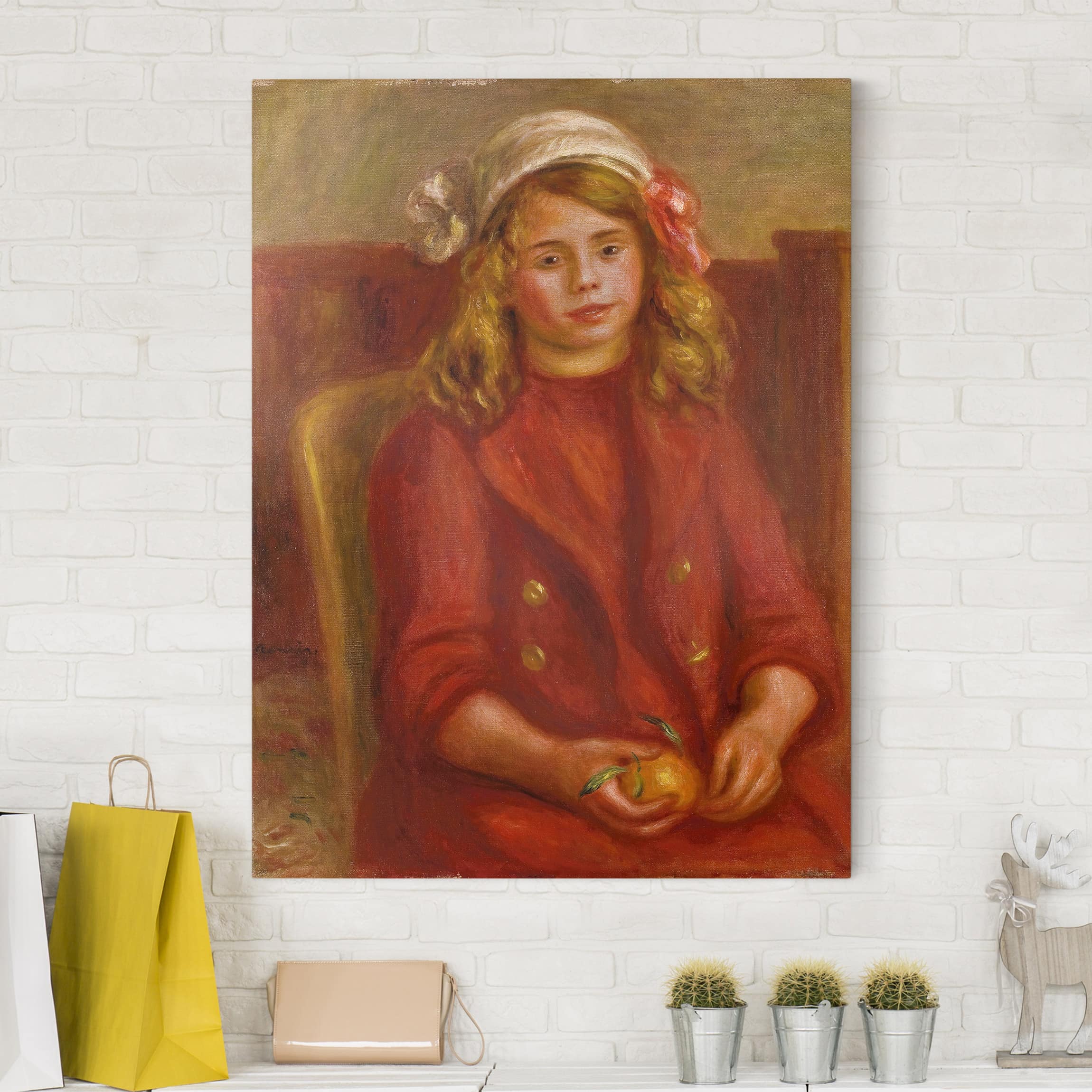 Leinwandbild - Hochformat Auguste Renoir - Junges Mädchen mit Orange