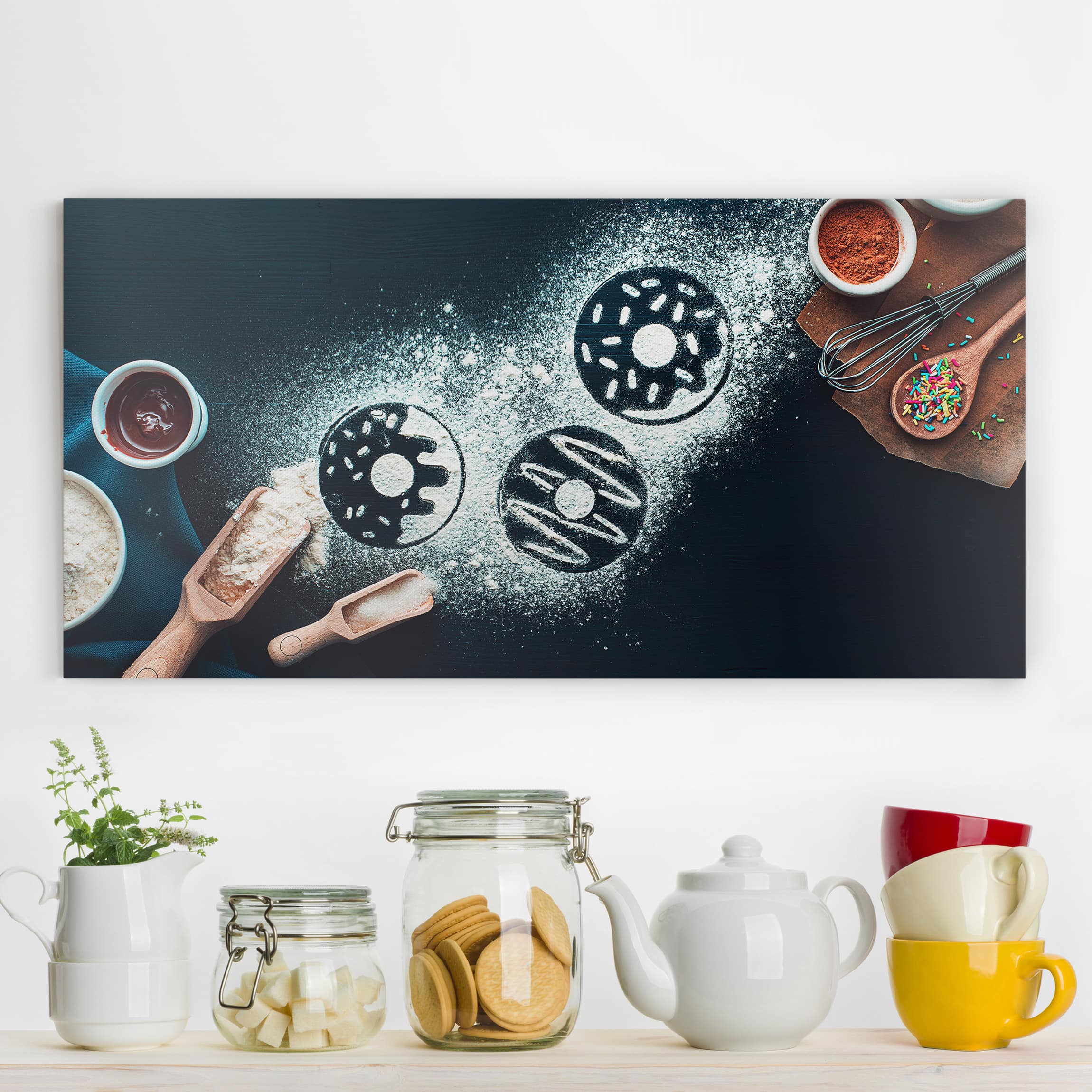 Leinwandbild Küche Backrezept Donuts