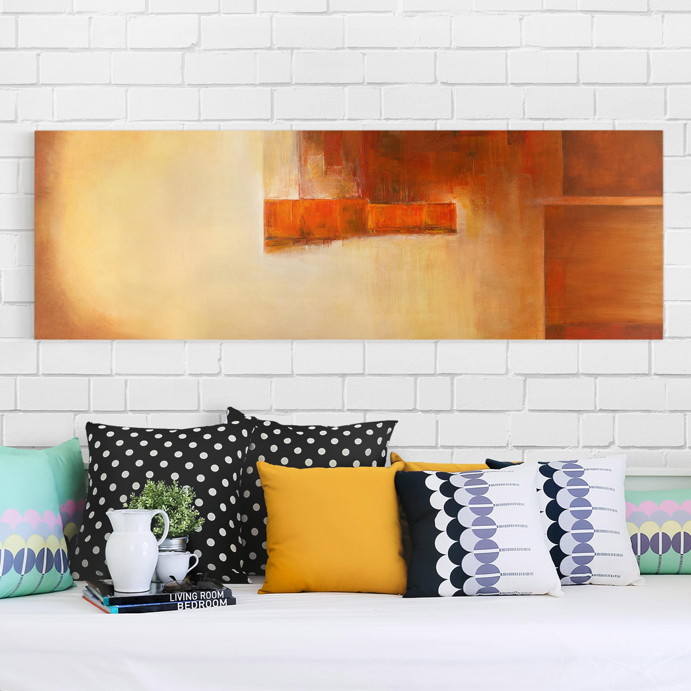 Leinwandbild Kunstdruck Balance Orange Braun