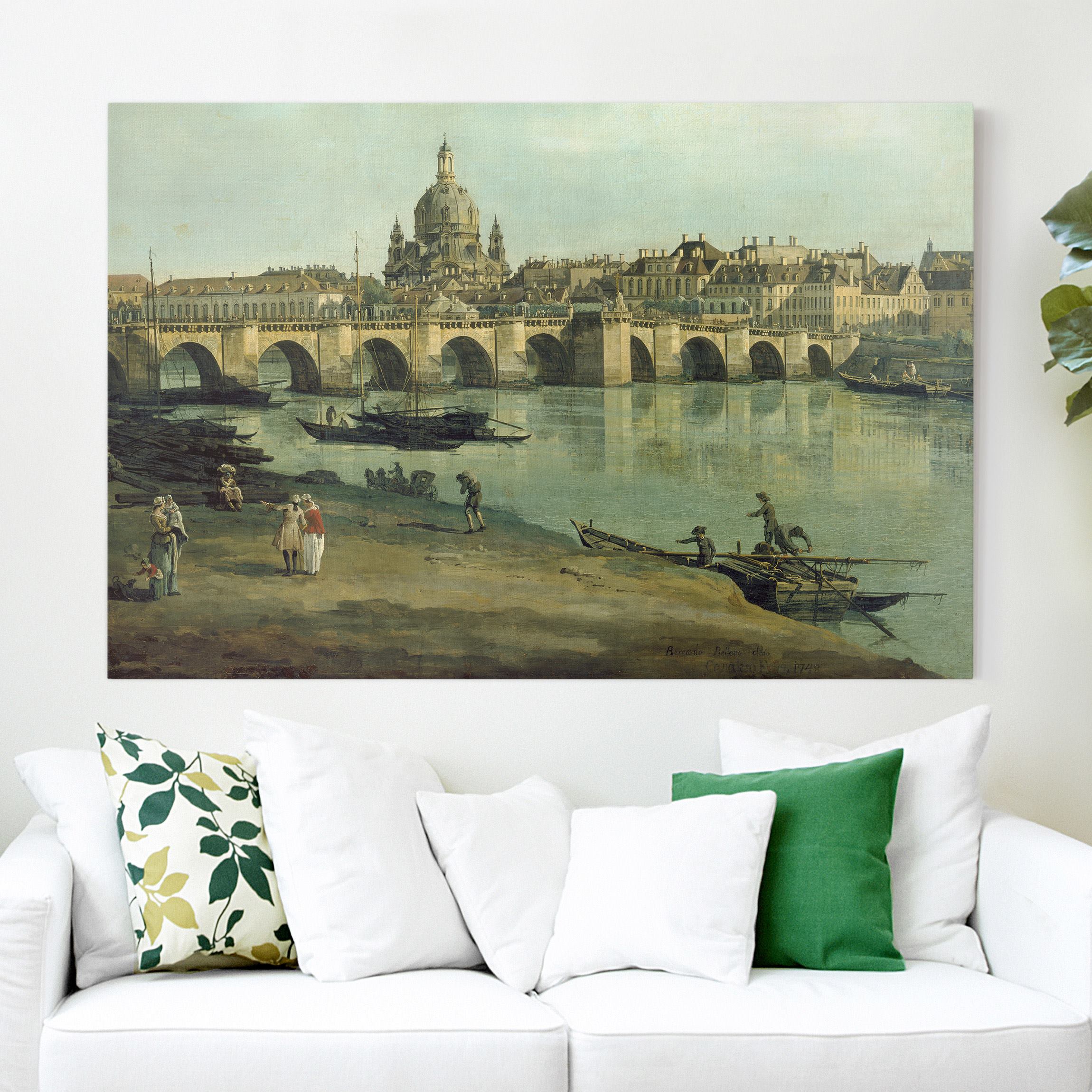 Leinwandbild - Querformat Bernardo Bellotto - Dresden vom rechten Elbufer