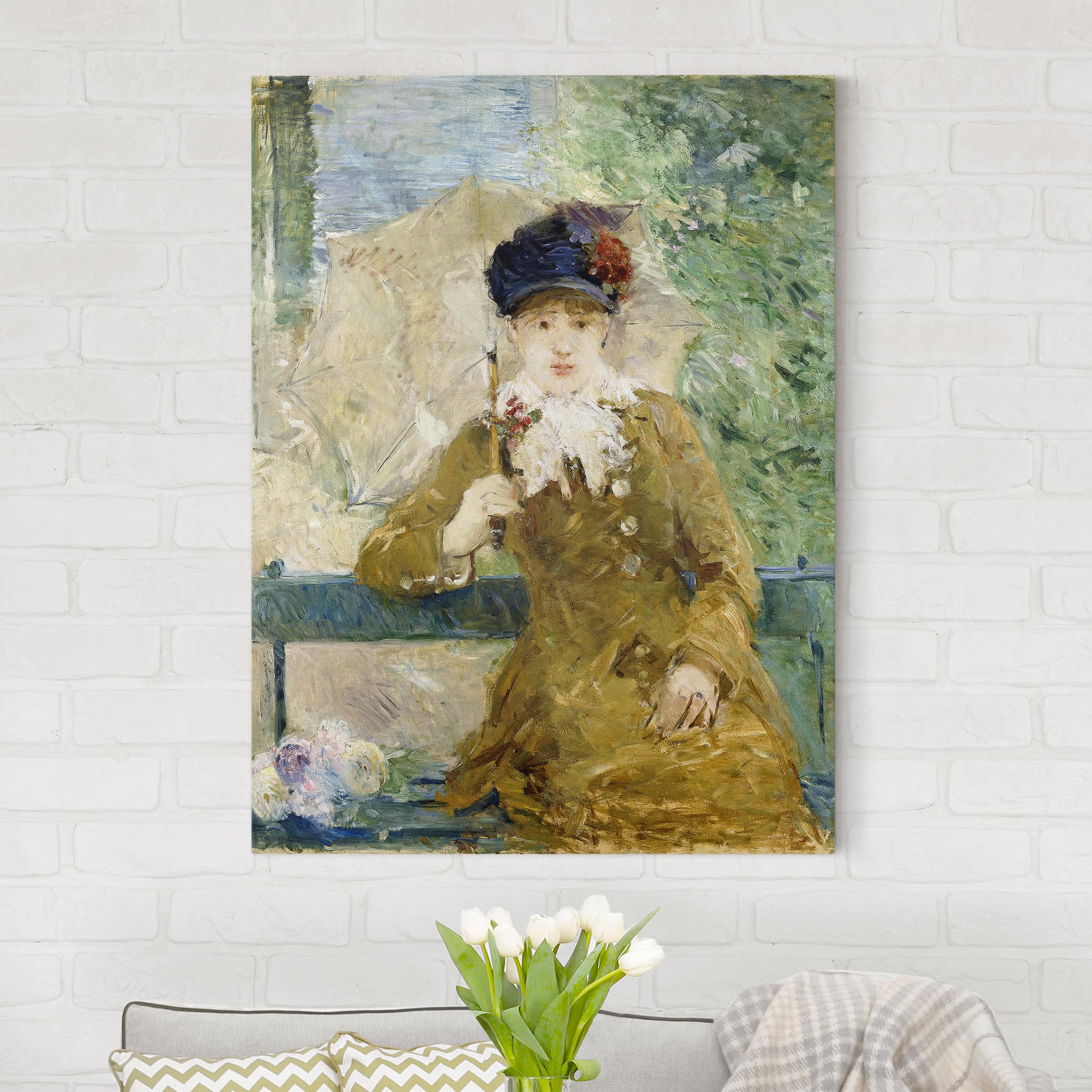 Leinwandbild Kunstdruck Berthe Morisot - Dame mit Sonnenschirm