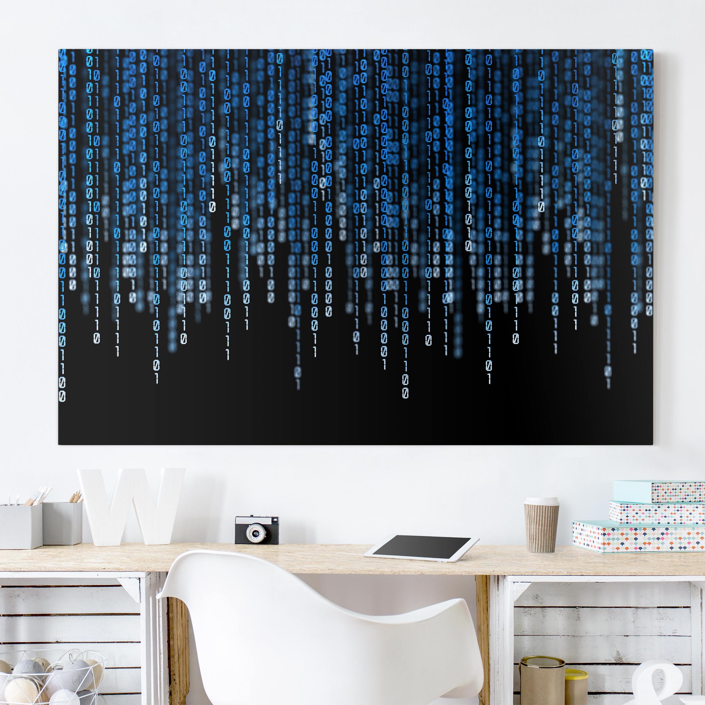 Leinwandbild Spruch Binärischer Code