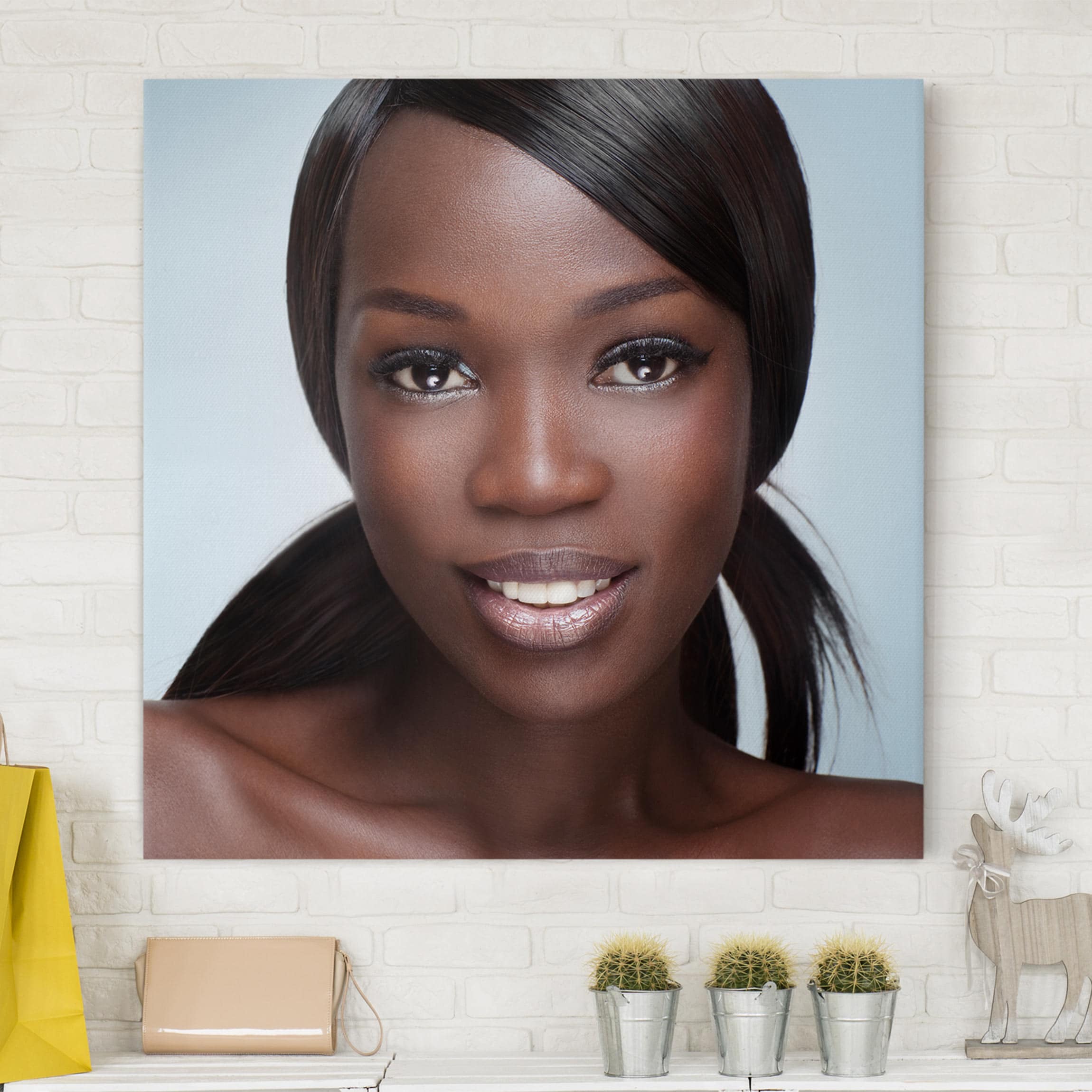 Leinwandbild Portrait Black Beauty Close Up