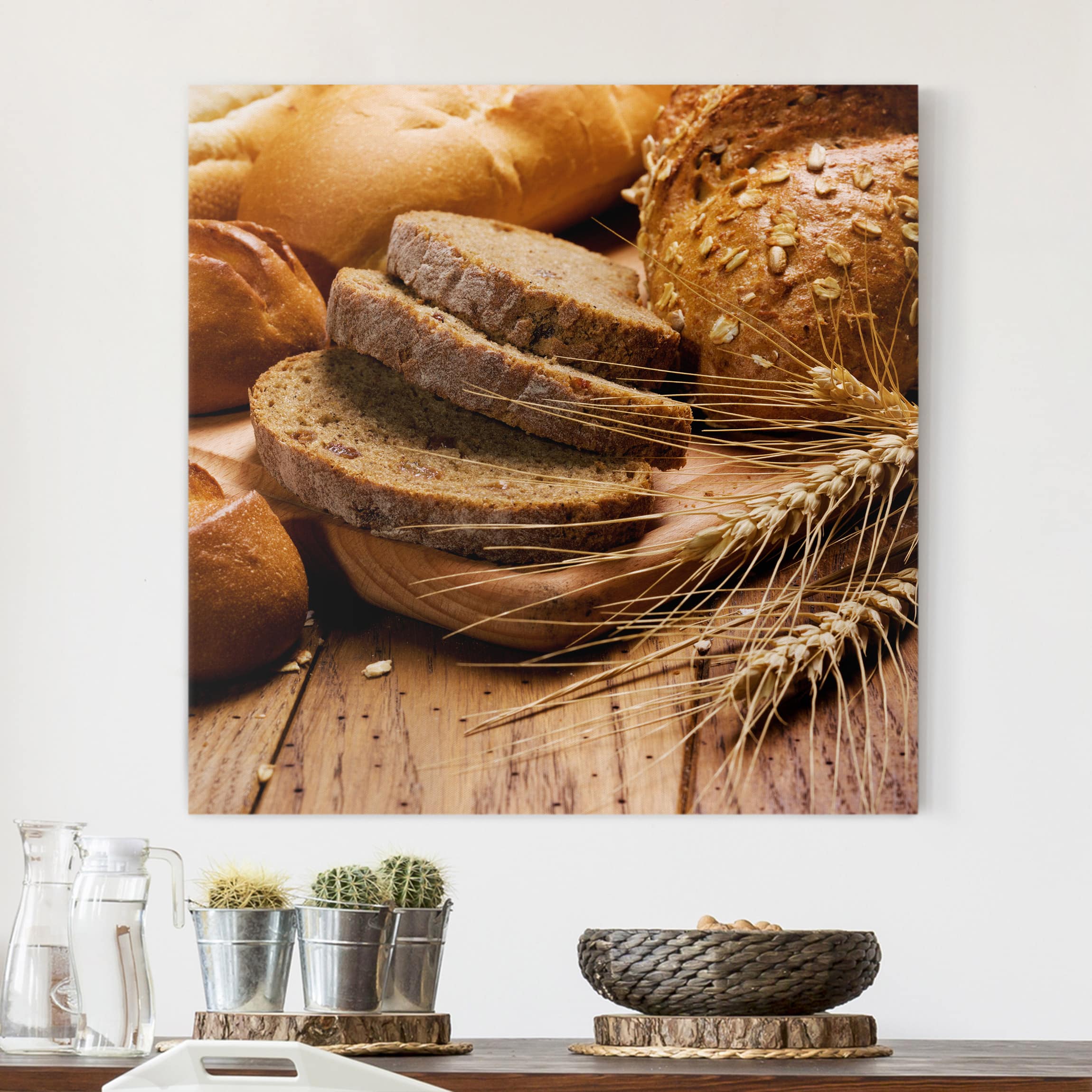 Leinwandbild - Quadrat Brotzeit
