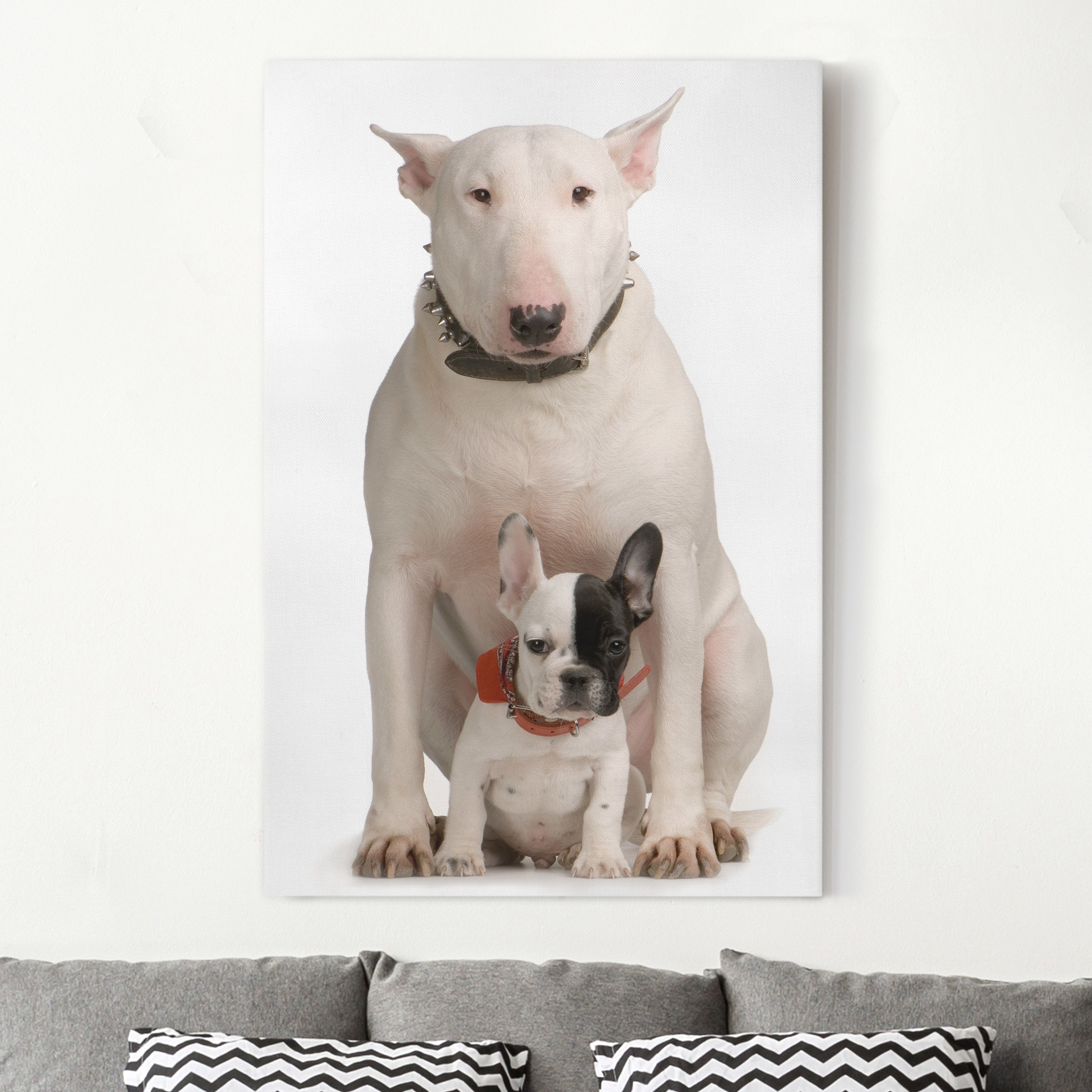 Leinwandbild - Hochformat Bull Terrier and Friend