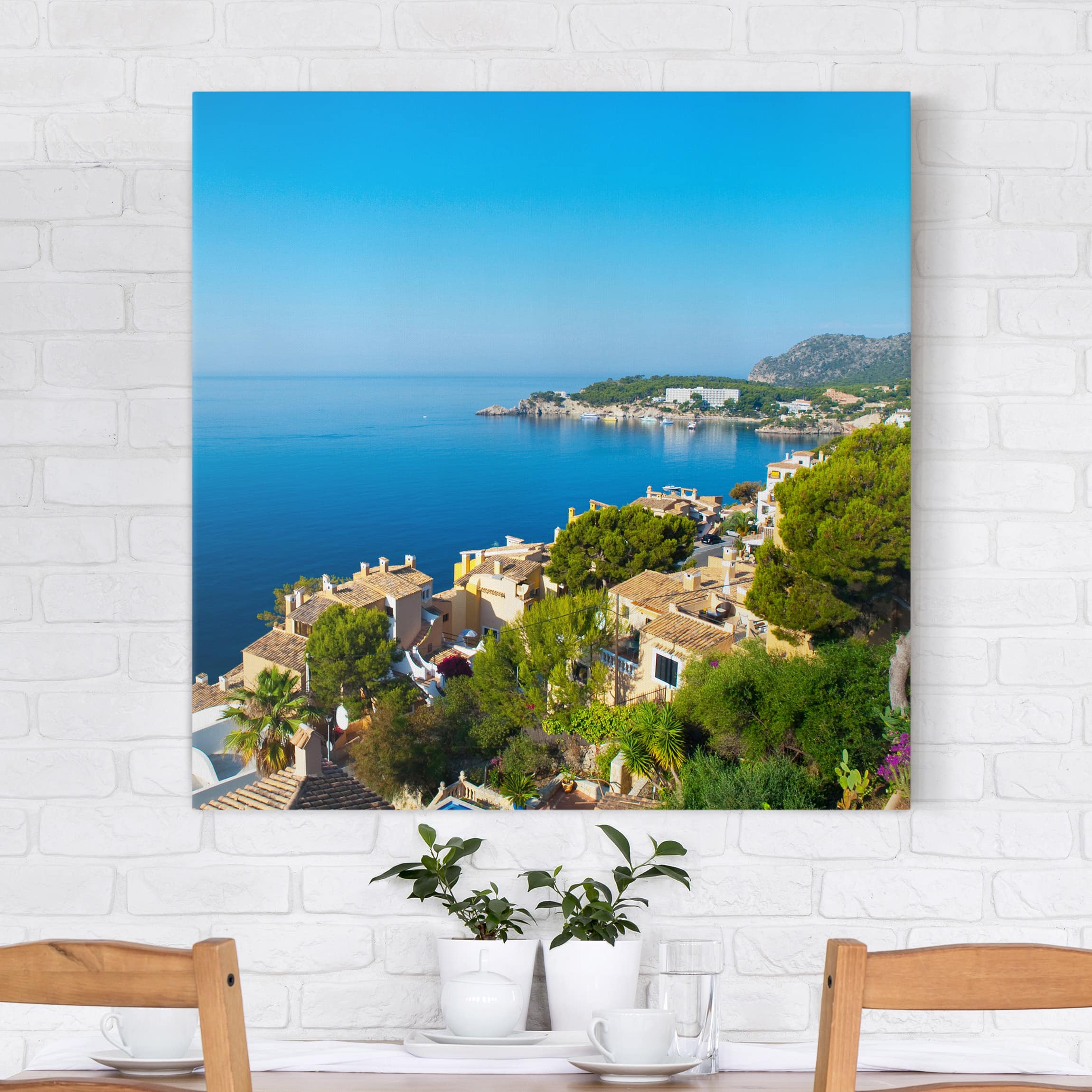 Leinwandbild - Quadrat Cala Fornells in Mallorca