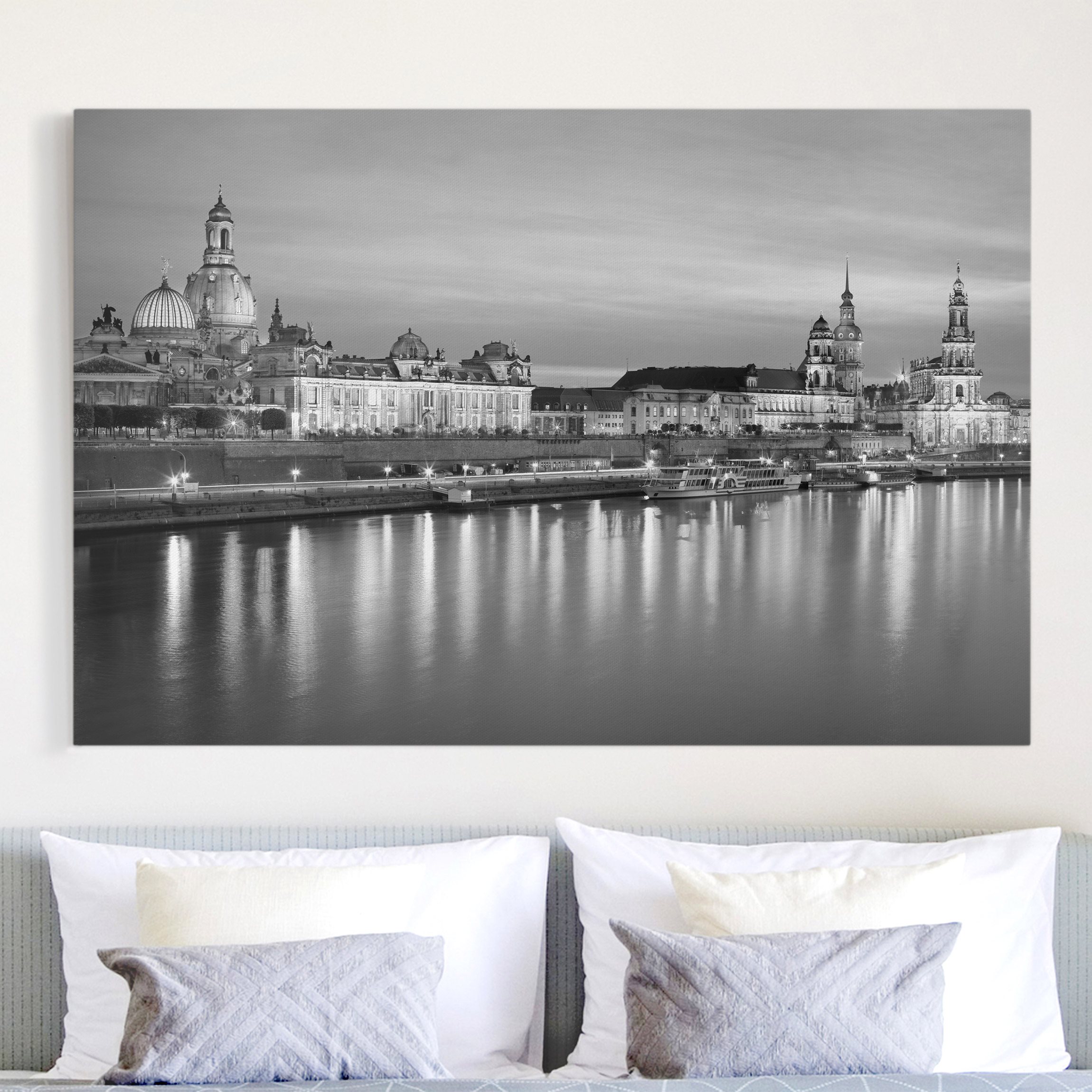 Leinwandbild - Querformat Canaletto-Blick bei Nacht II