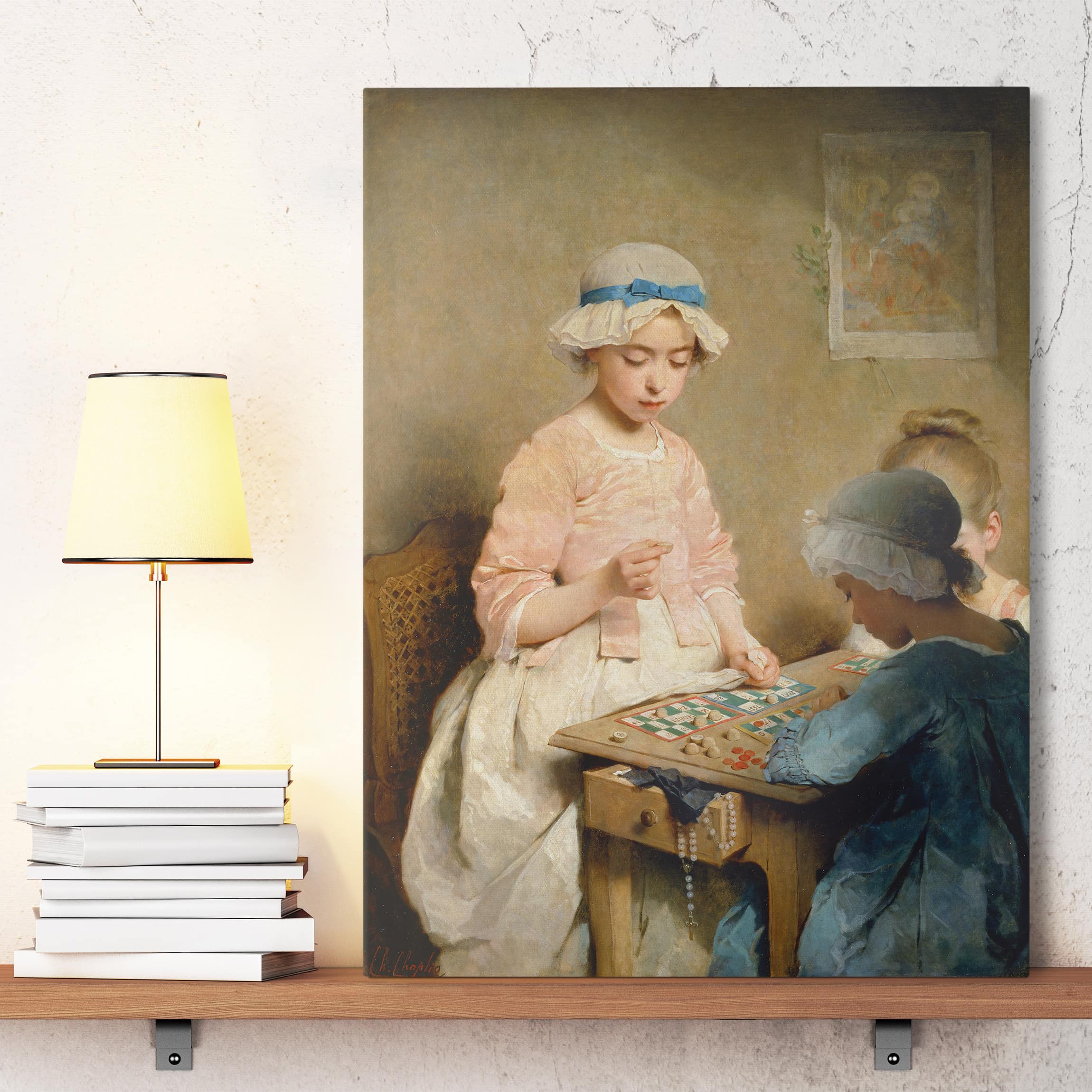 Leinwandbild - Hochformat Charles Chaplin - Kinder beim Lotto-Spiel