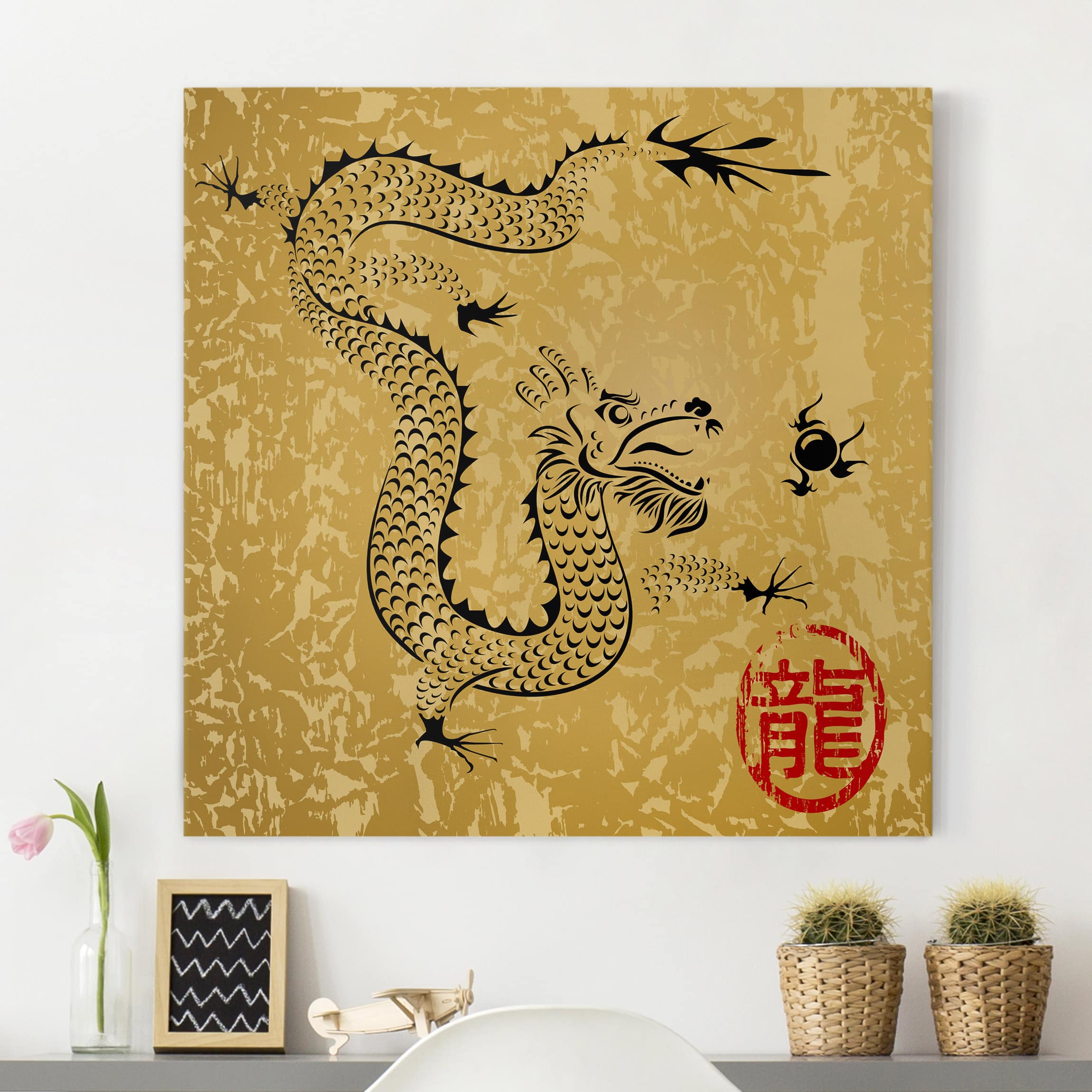 Leinwandbild - Quadrat Chinese Dragon