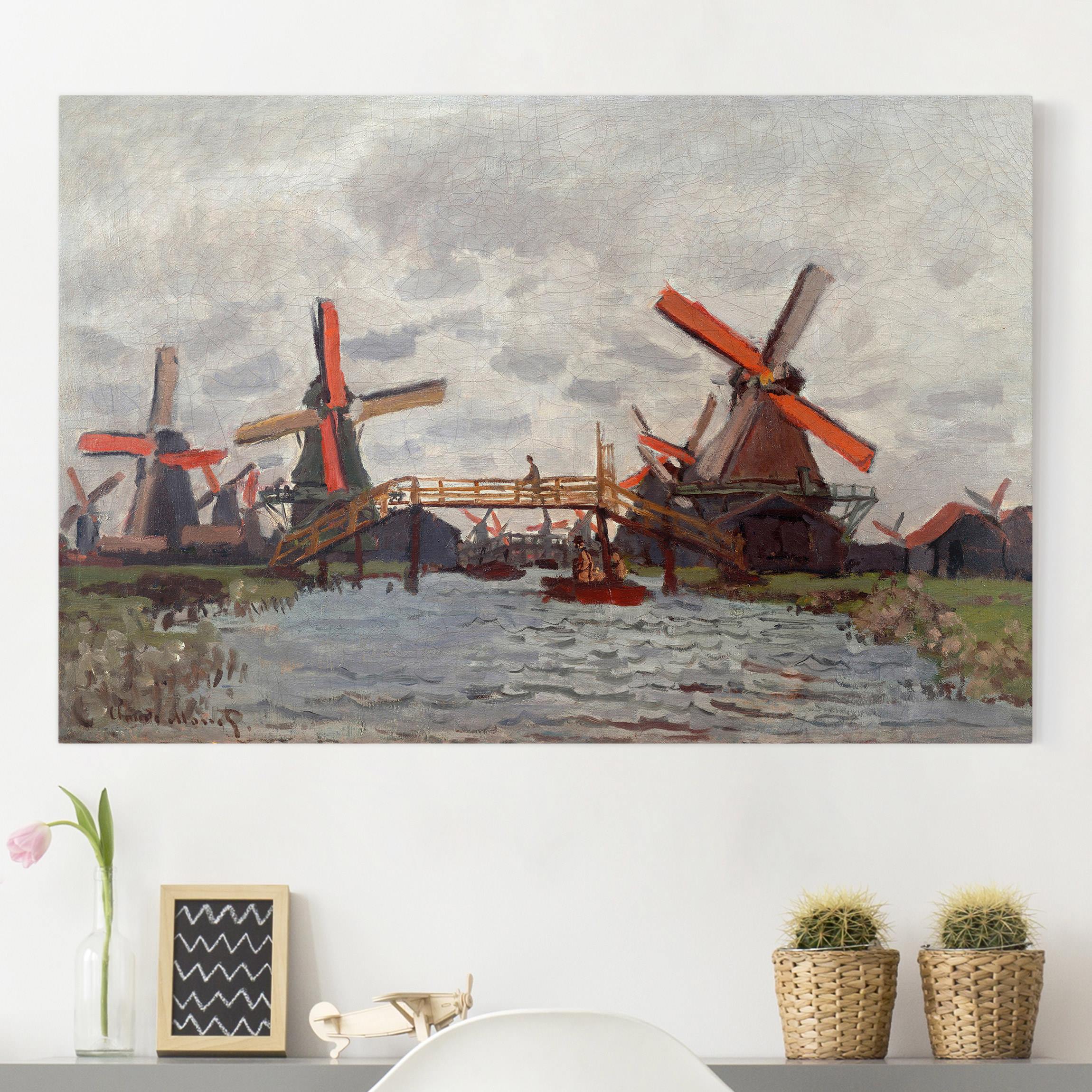 Leinwandbild - Querformat Claude Monet - Windmühlen Zaandam
