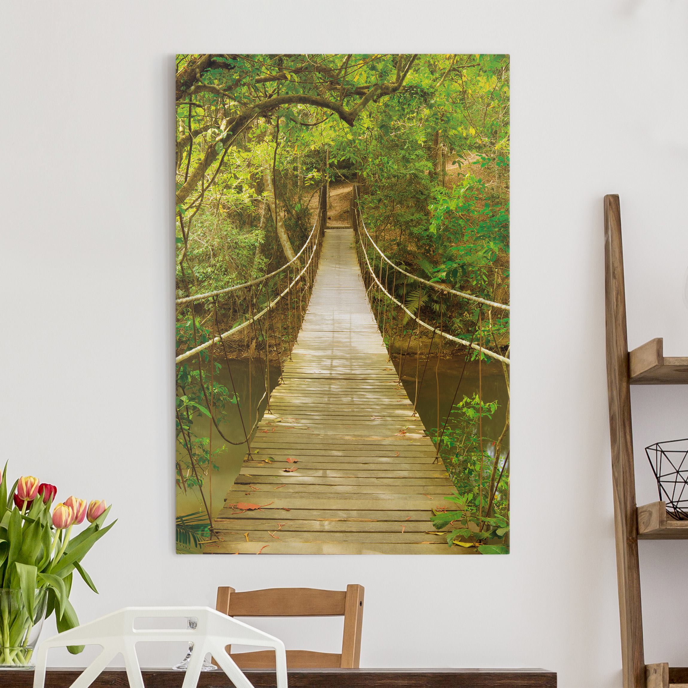 Leinwandbild - Hochformat Dschungelbrücke