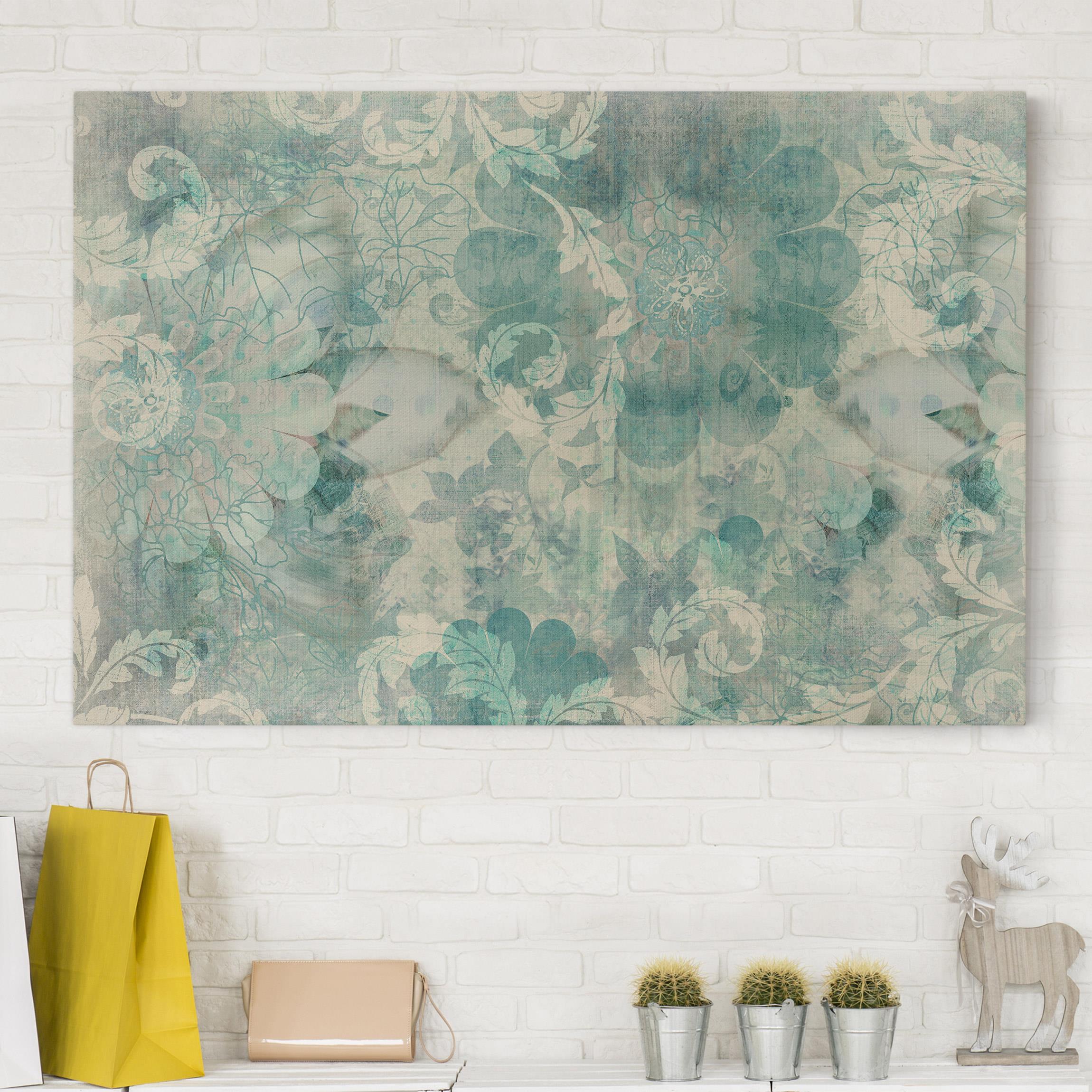 Leinwandbild - Querformat Eisblumen