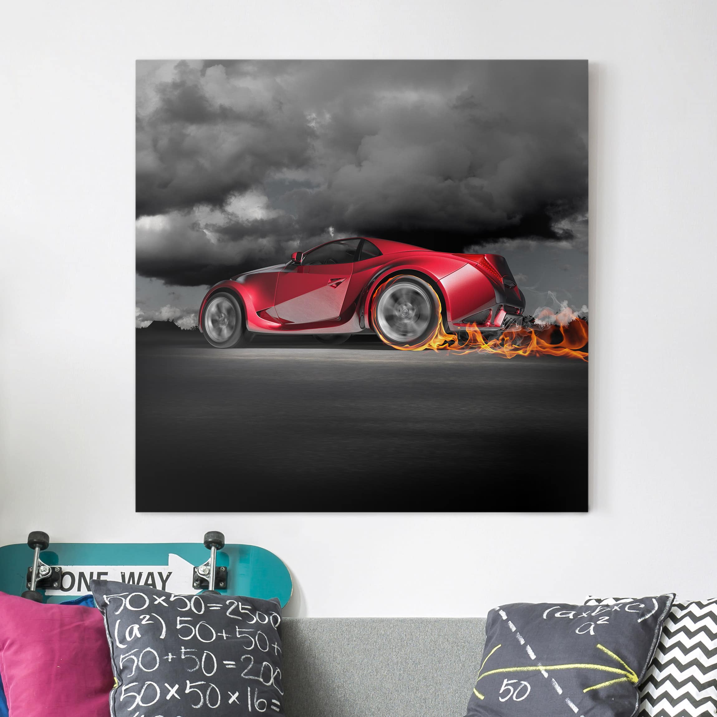 Leinwandbild - Quadrat Flammende Leidenschaft