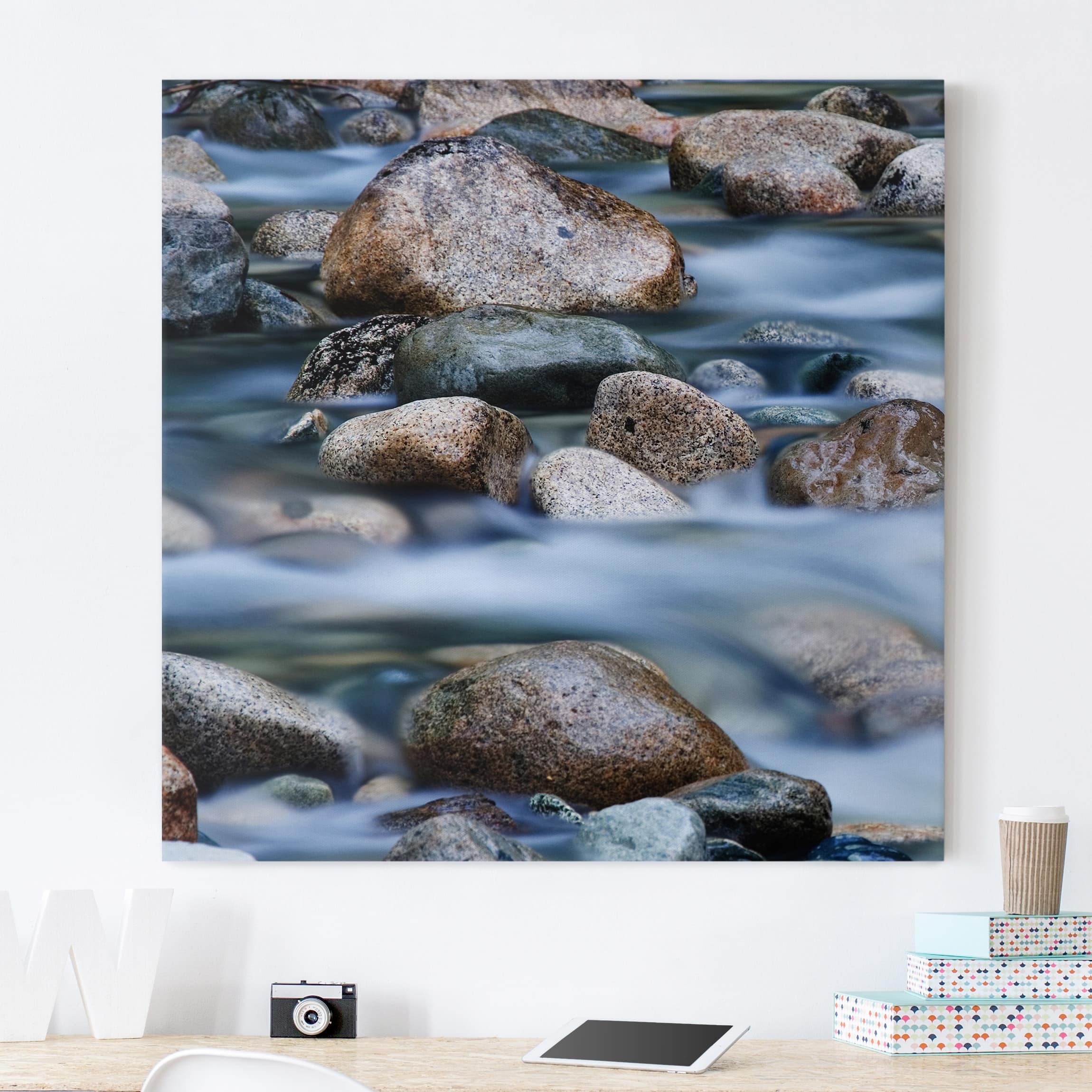 Leinwandbild - Quadrat Fluss in Kanada