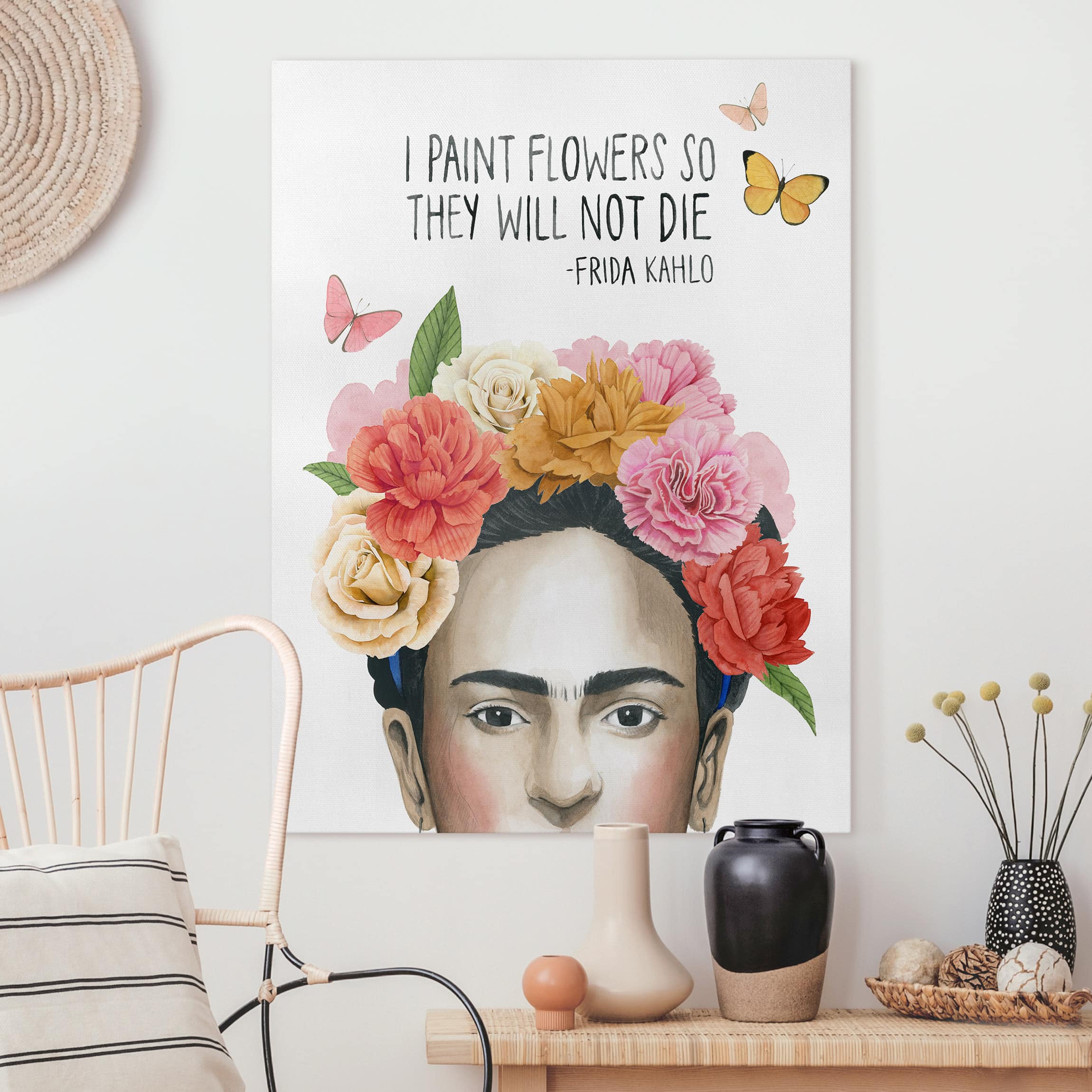 Leinwandbild - Hochformat Fridas Gedanken - Blumen