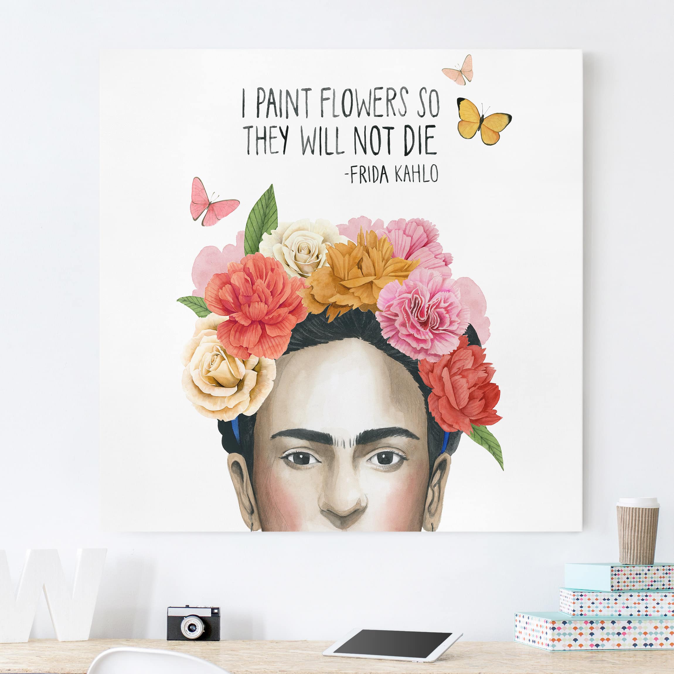 Leinwandbild - Quadrat Fridas Gedanken - Blumen