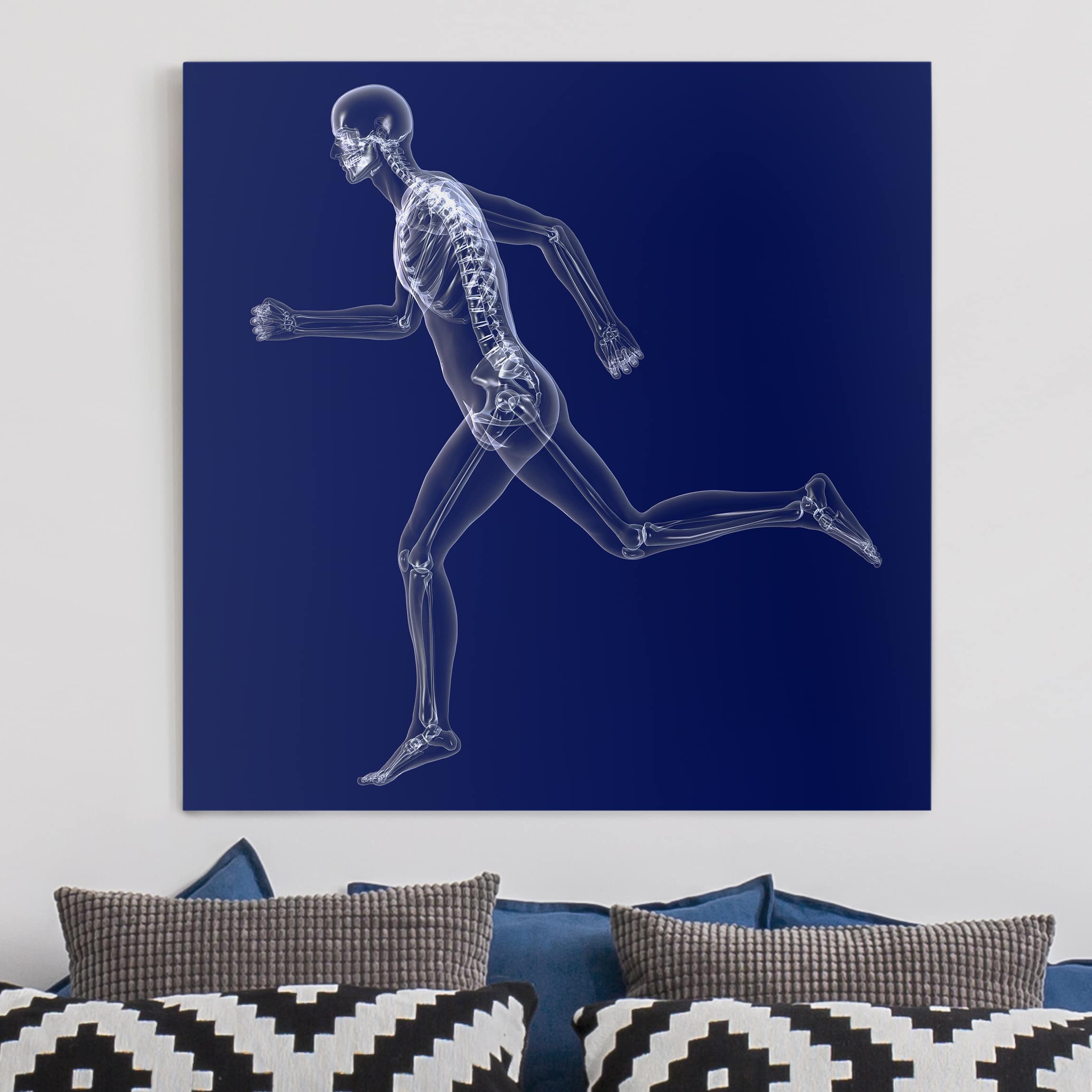 Leinwandbild - Quadrat Gläserner Mensch in Blau