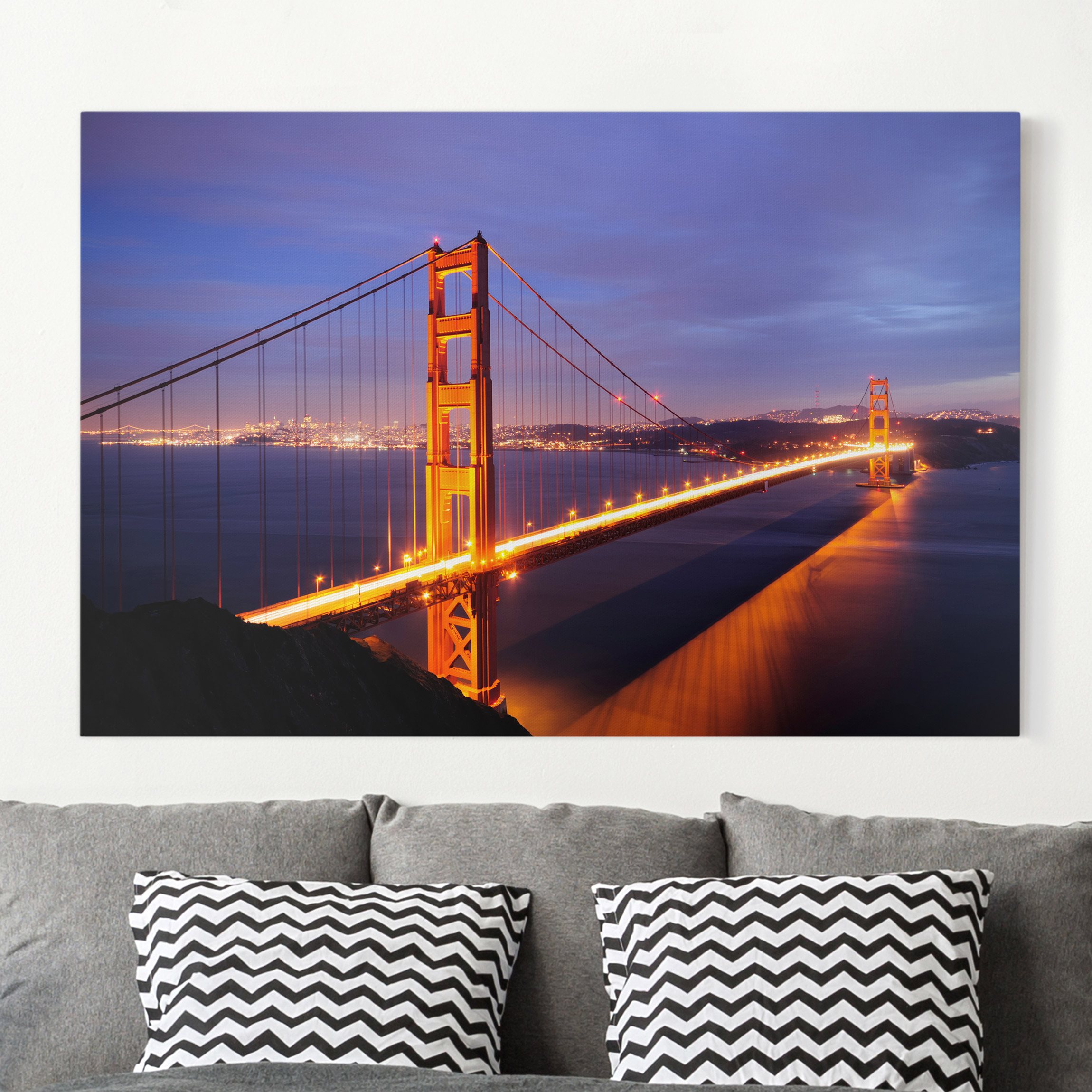 Leinwandbild - Querformat Golden Gate Bridge bei Nacht