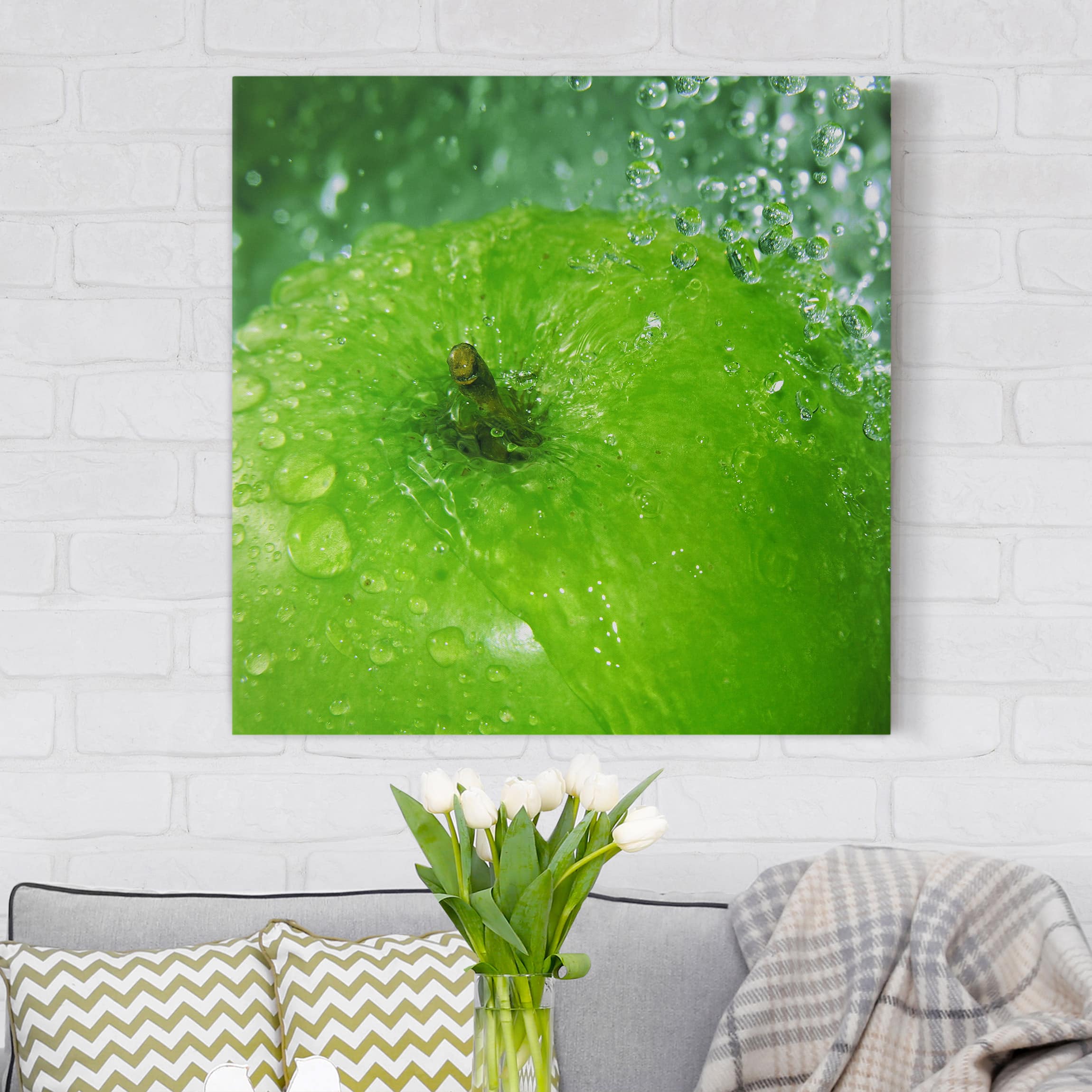 Leinwandbild - Quadrat Green Apple