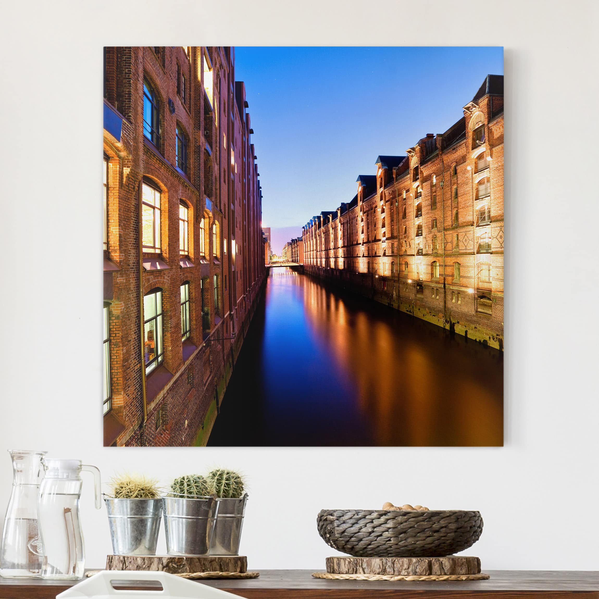 Leinwandbild - Quadrat Hamburg Speicherstadt