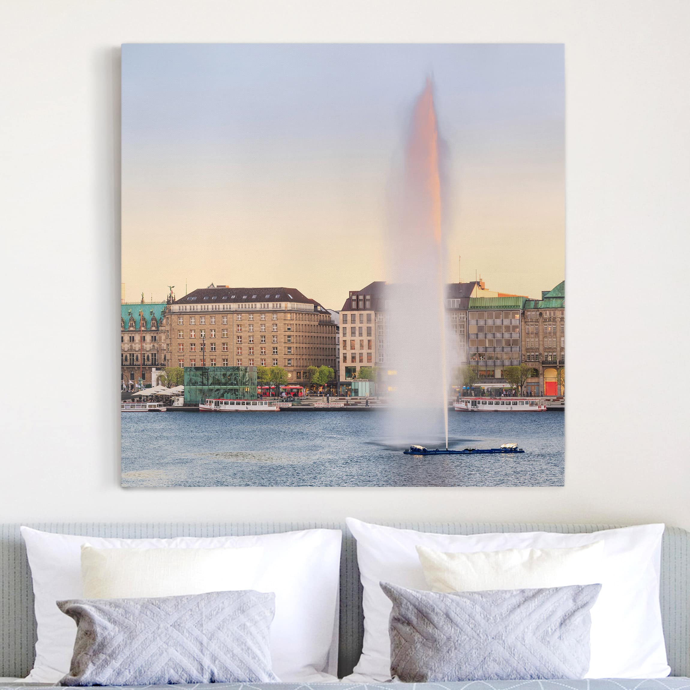 Leinwandbild - Quadrat Hamburger Alster