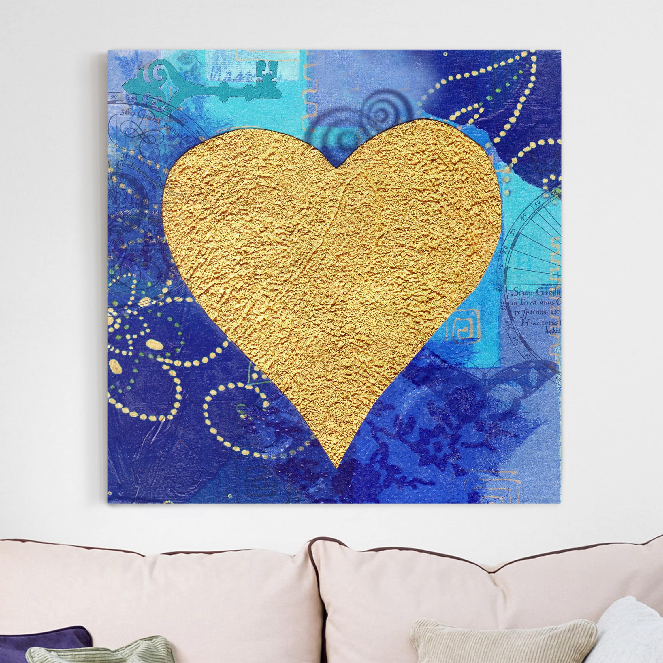 Leinwandbild - Quadrat Heart of Gold