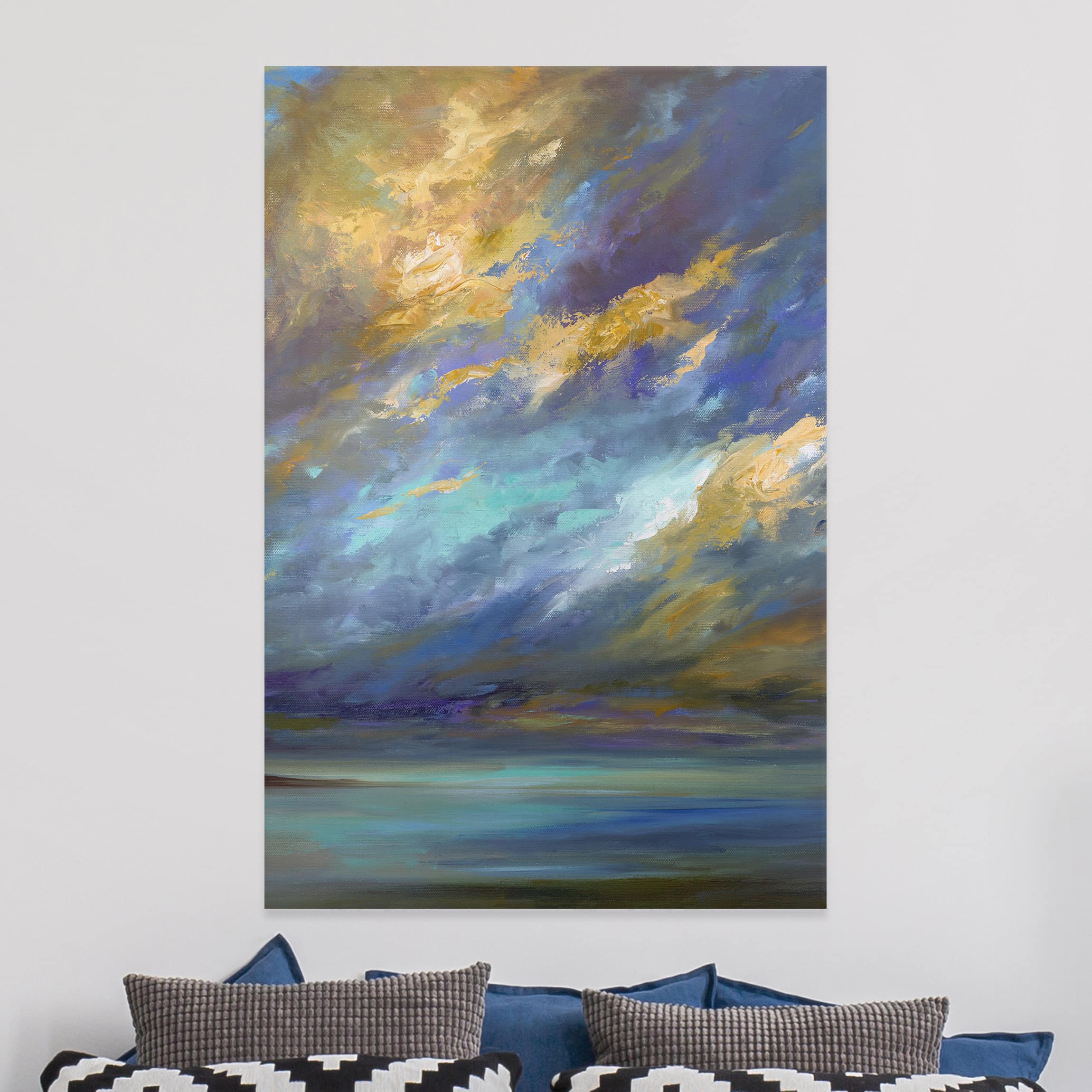 Leinwandbild - Hochformat Himmel über Küste