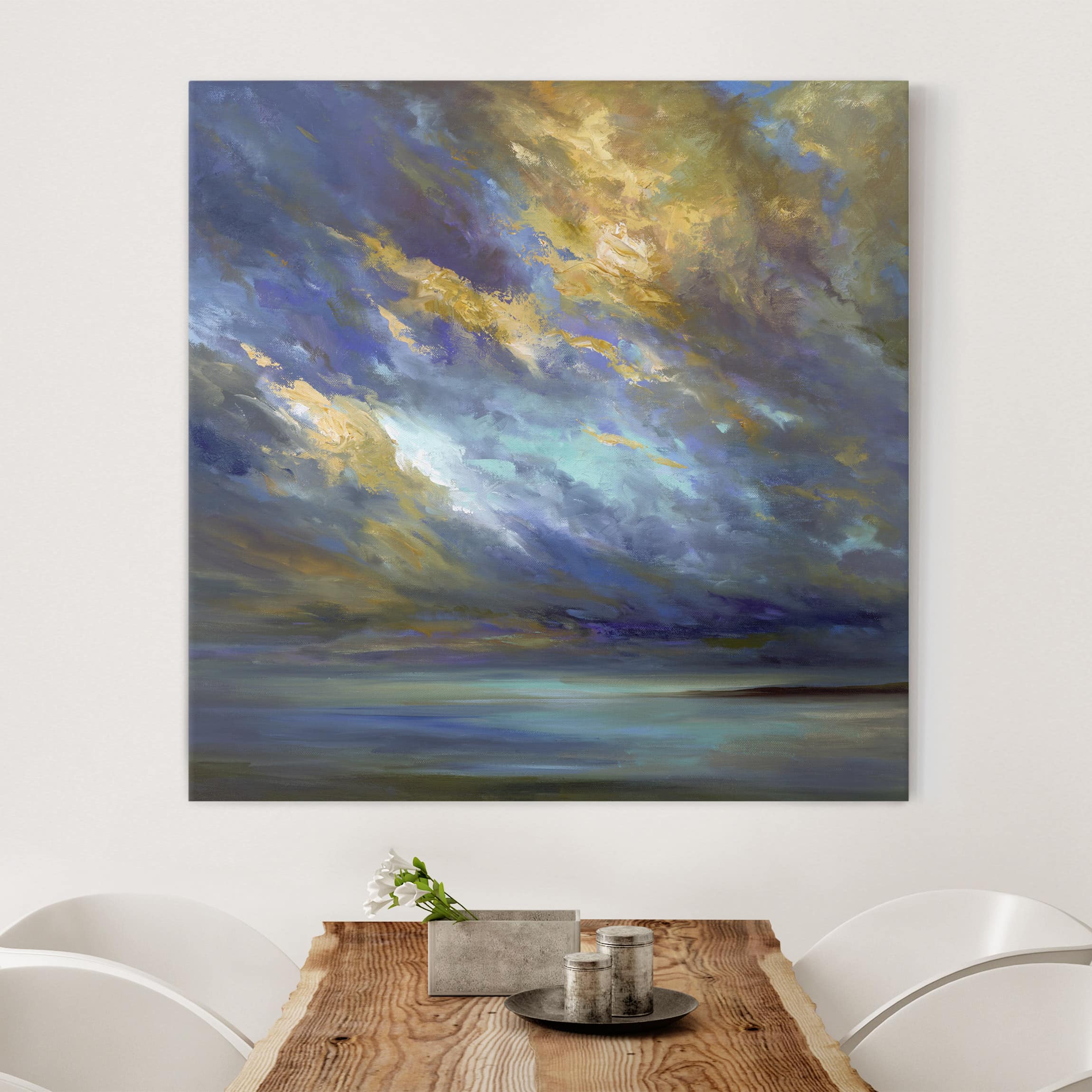 Leinwandbild - Quadrat Himmel über Küste