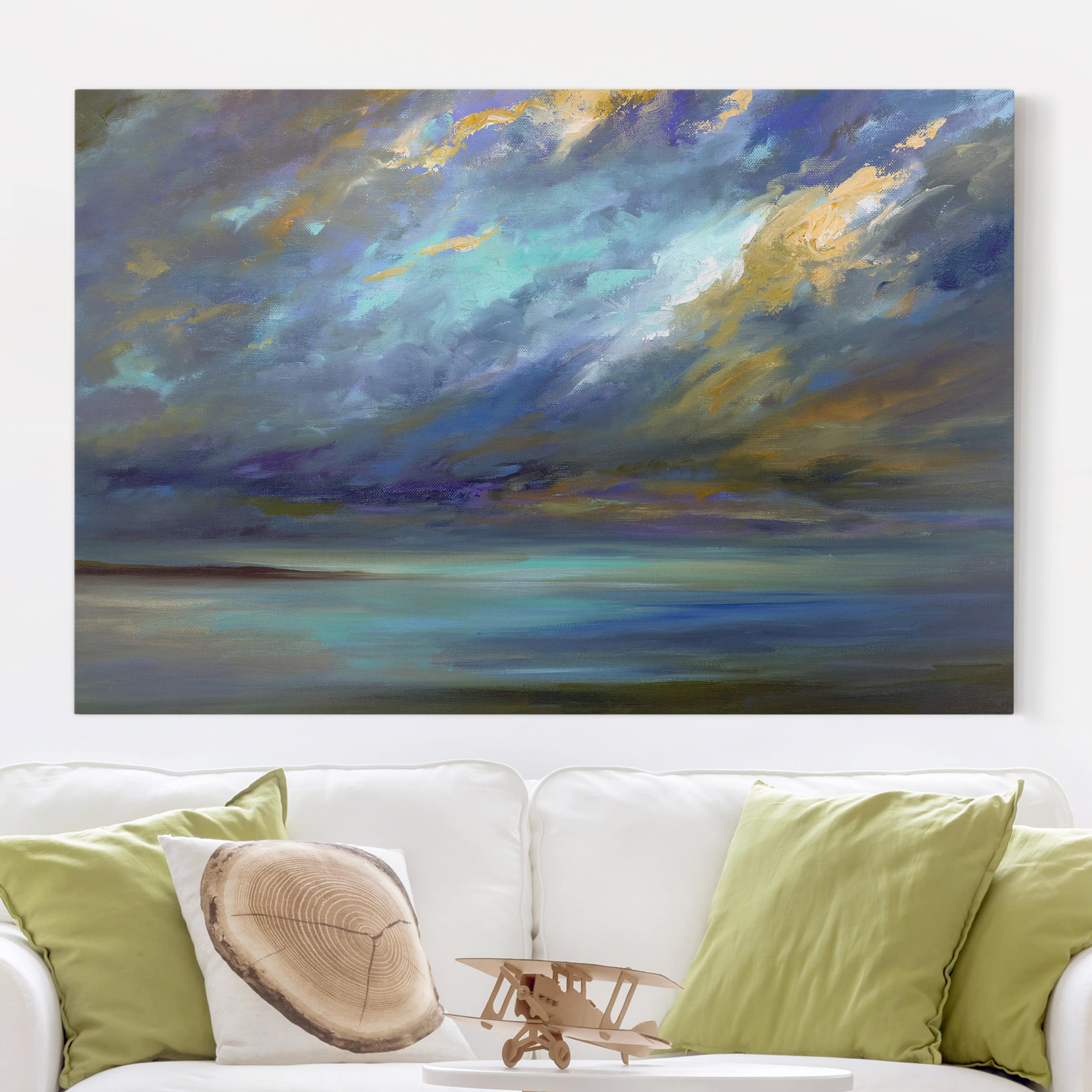 Leinwandbild - Querformat Himmel über Küste