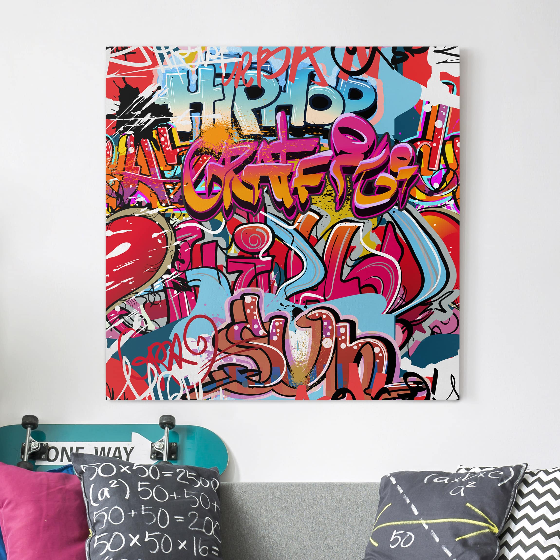 Leinwandbild - Quadrat HipHop Graffiti