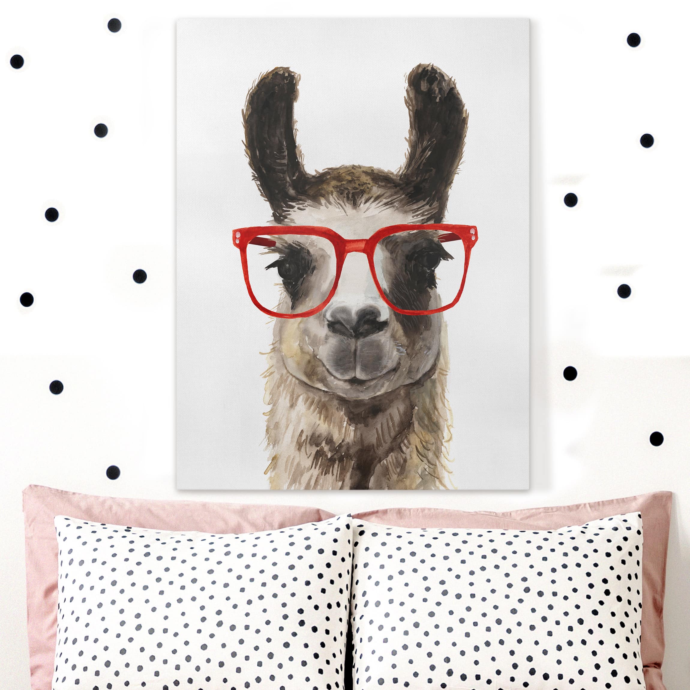 Leinwandbild Kinderzimmer Hippes Lama mit Brille II