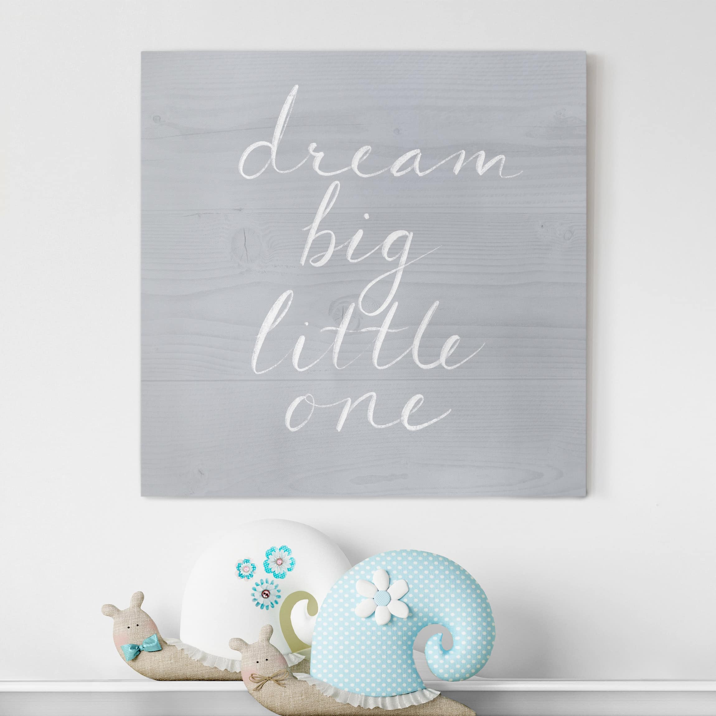 Leinwandbild Kinderzimmer Holzwand grau - Dream big