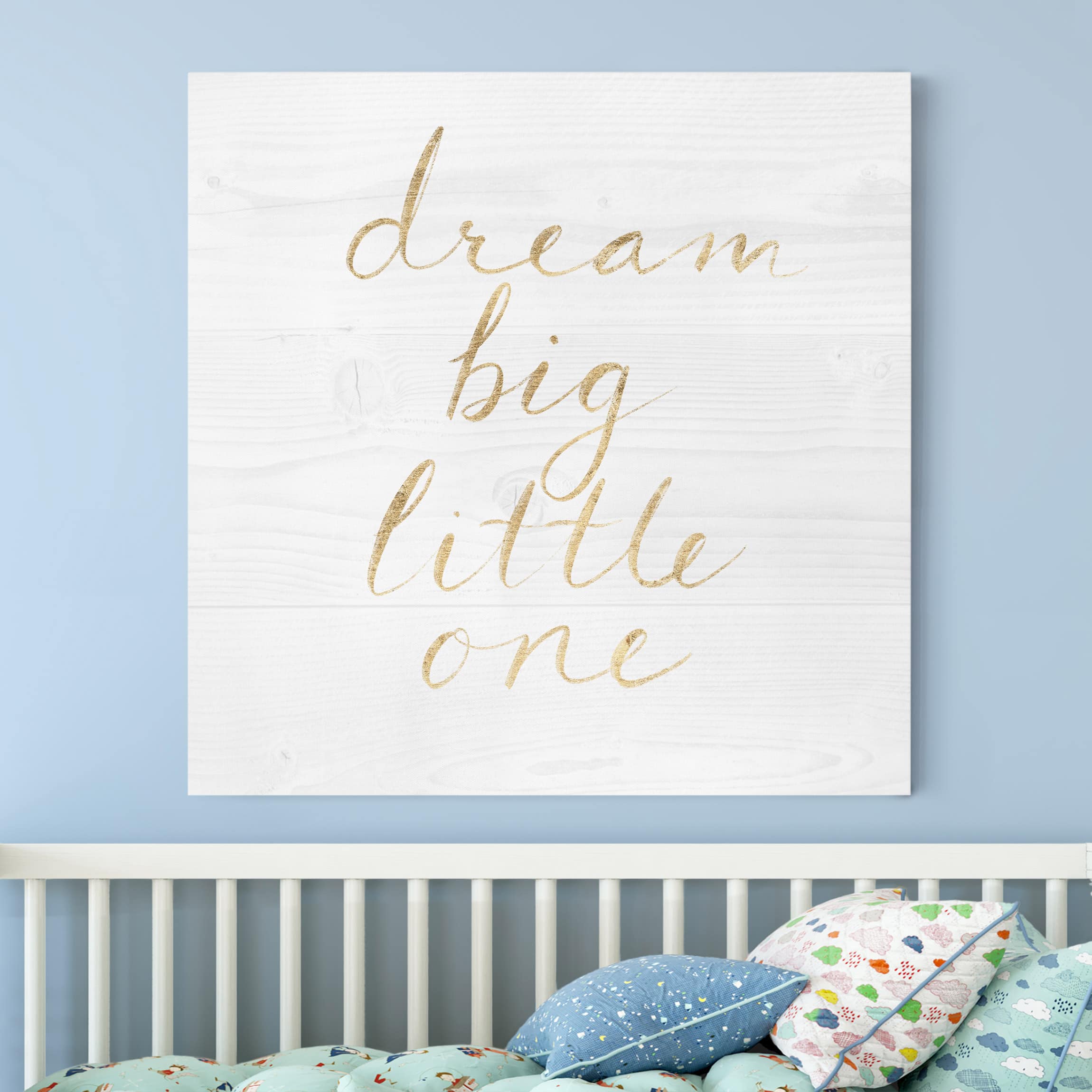 Leinwandbild Kinderzimmer Holzwand weiß - Dream big