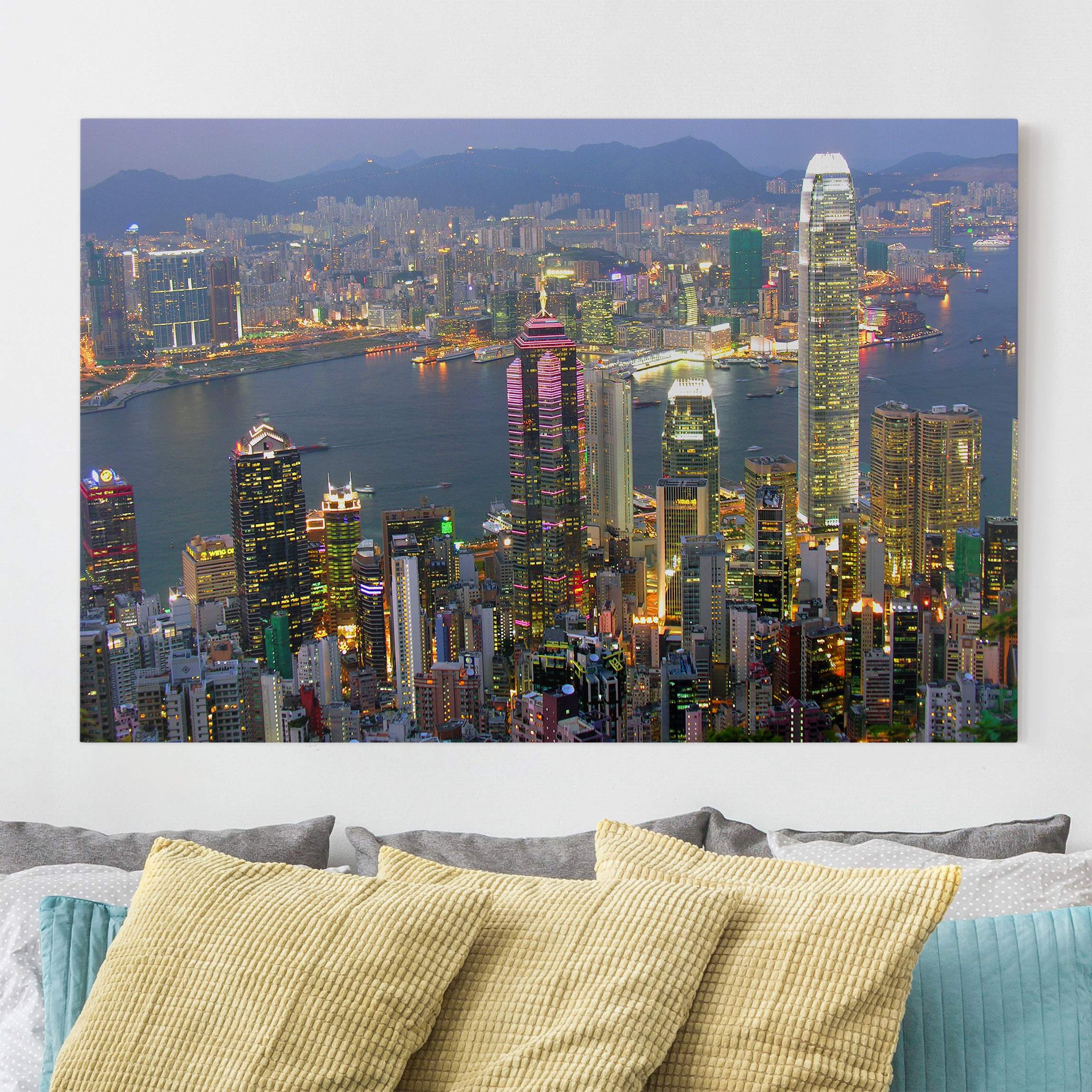 Leinwandbild - Querformat Hongkong Skyline