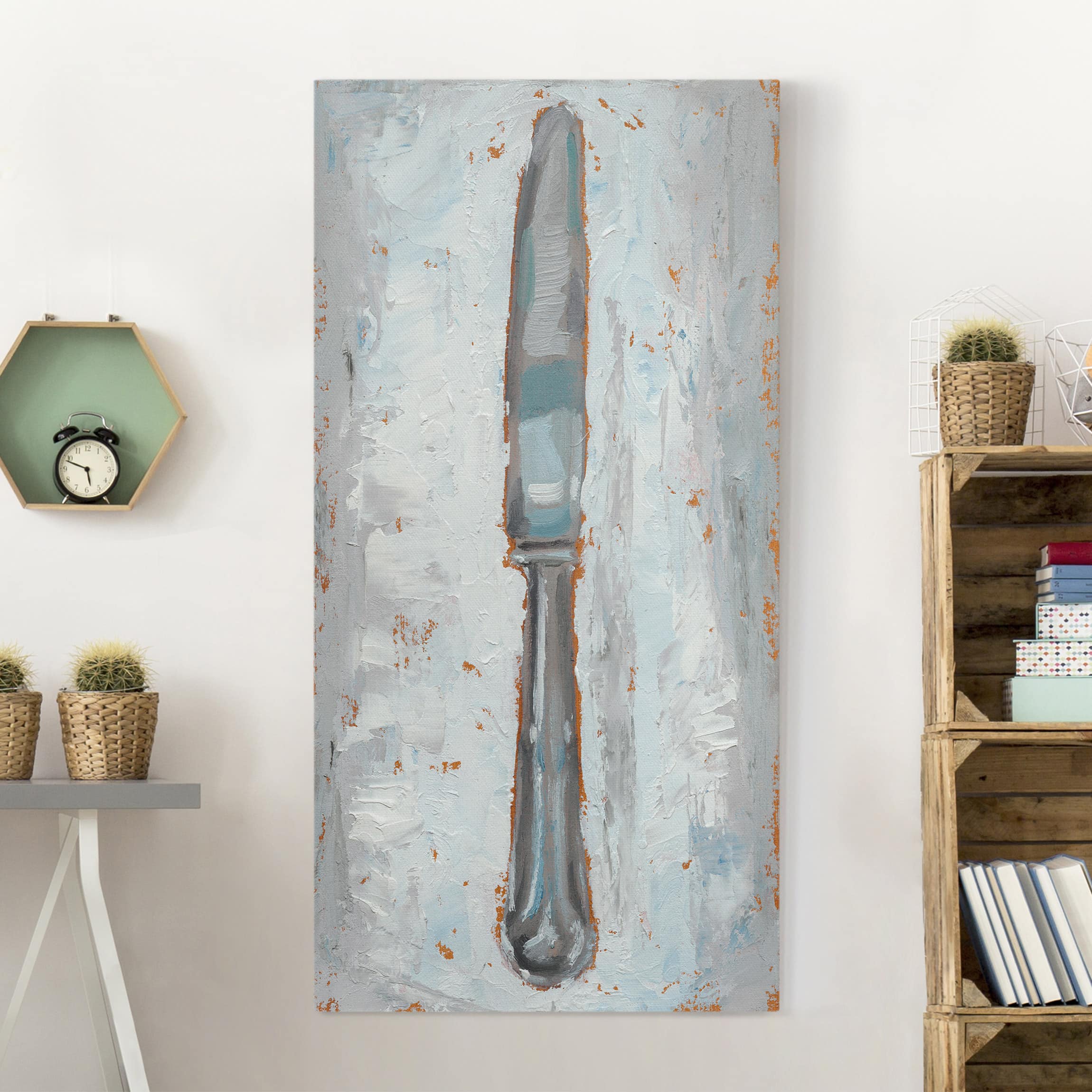 Leinwandbild - Hochformat Impressionistisches Besteck - Messer