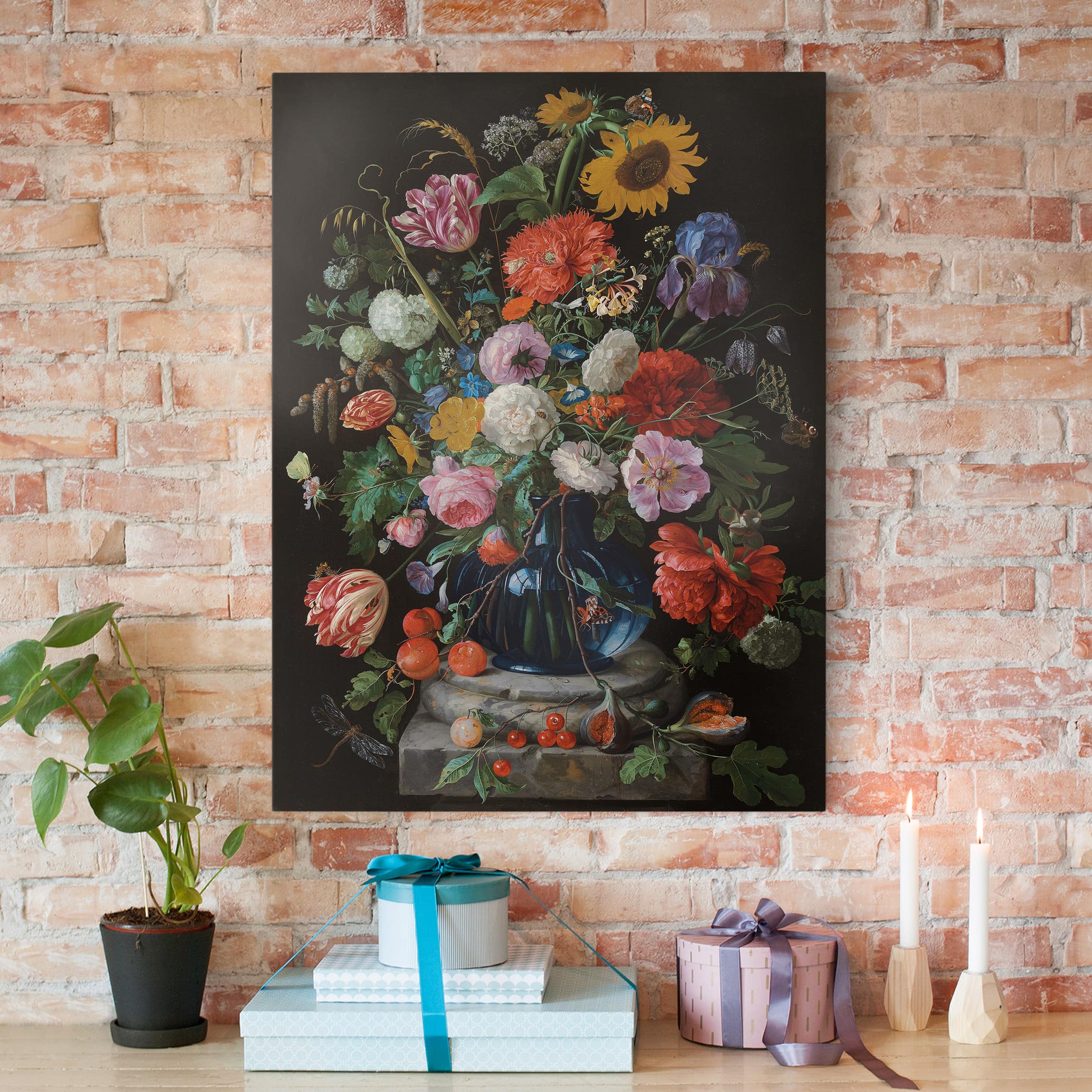 Leinwandbild Kunstdruck Jan Davidsz de Heem - Glasvase mit Blumen